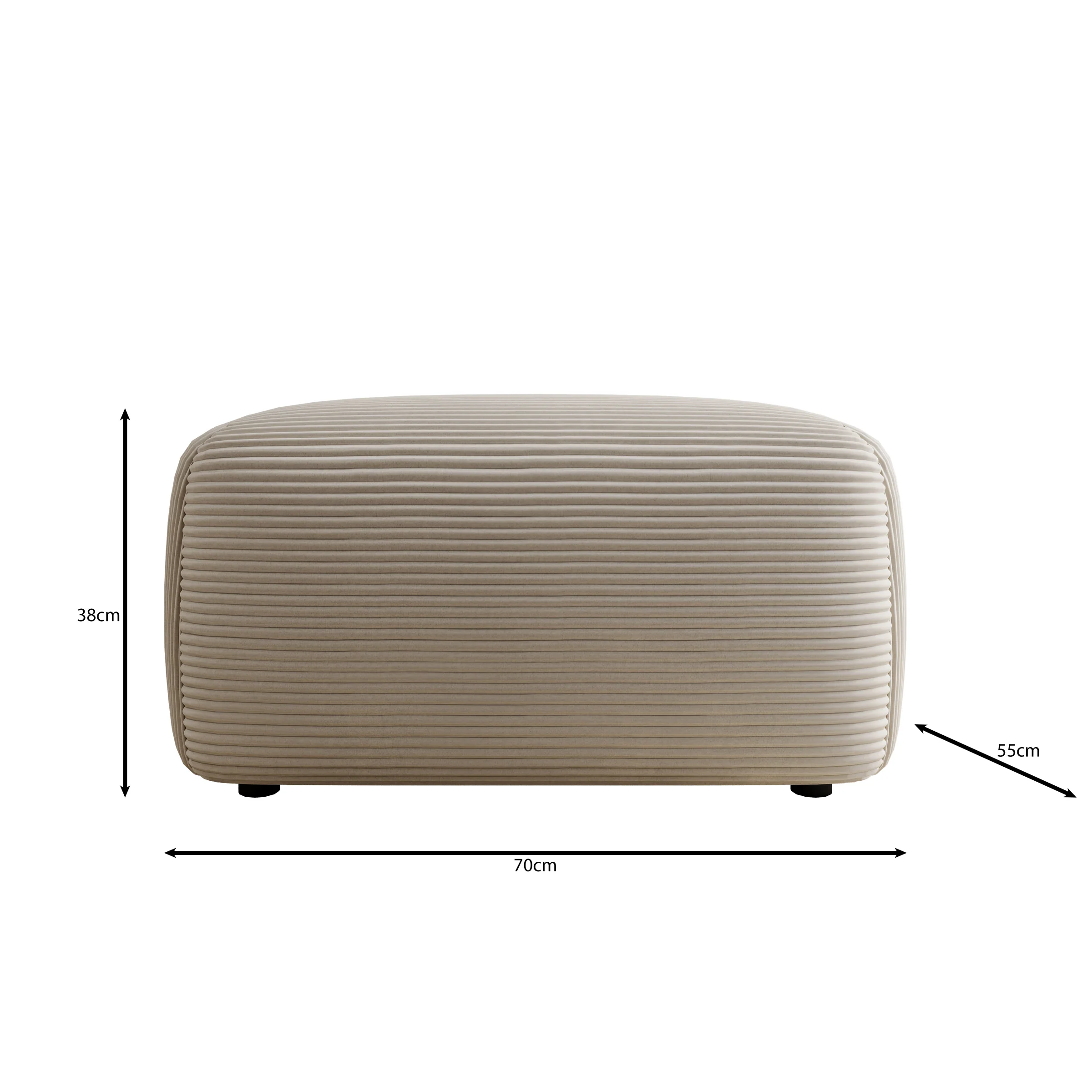 Prudence - Poef - Ribstof bruin - 70x55x38 cm - Image 3