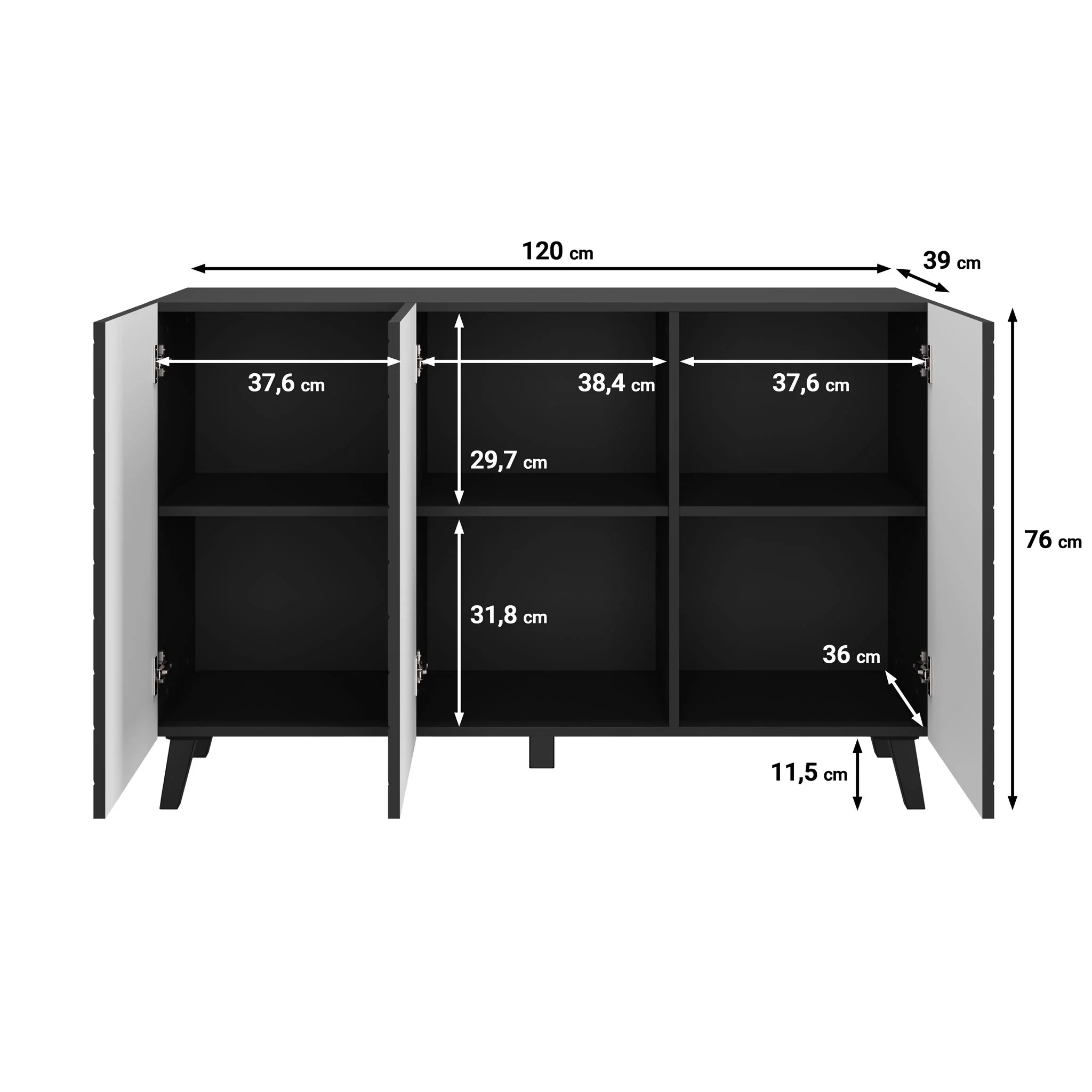 Pulse 3 - Dressoir - Zwart - 120x39x76 cm - Image 5