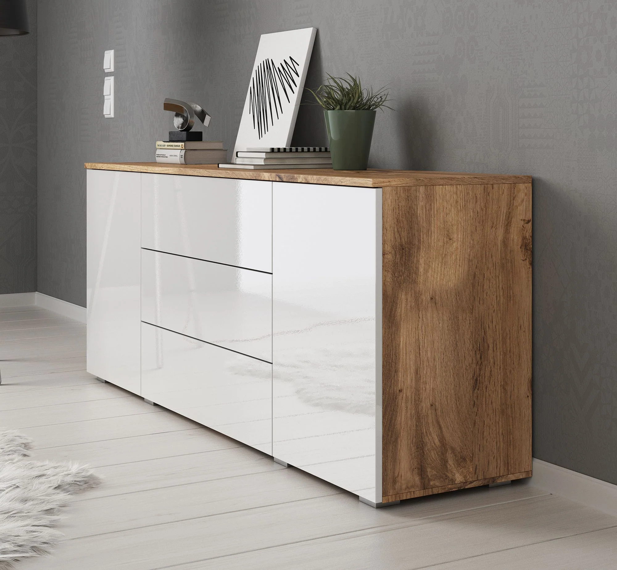 Pure - Dressoir - Wit/eiken - 150x39x68 cm - Image 4
