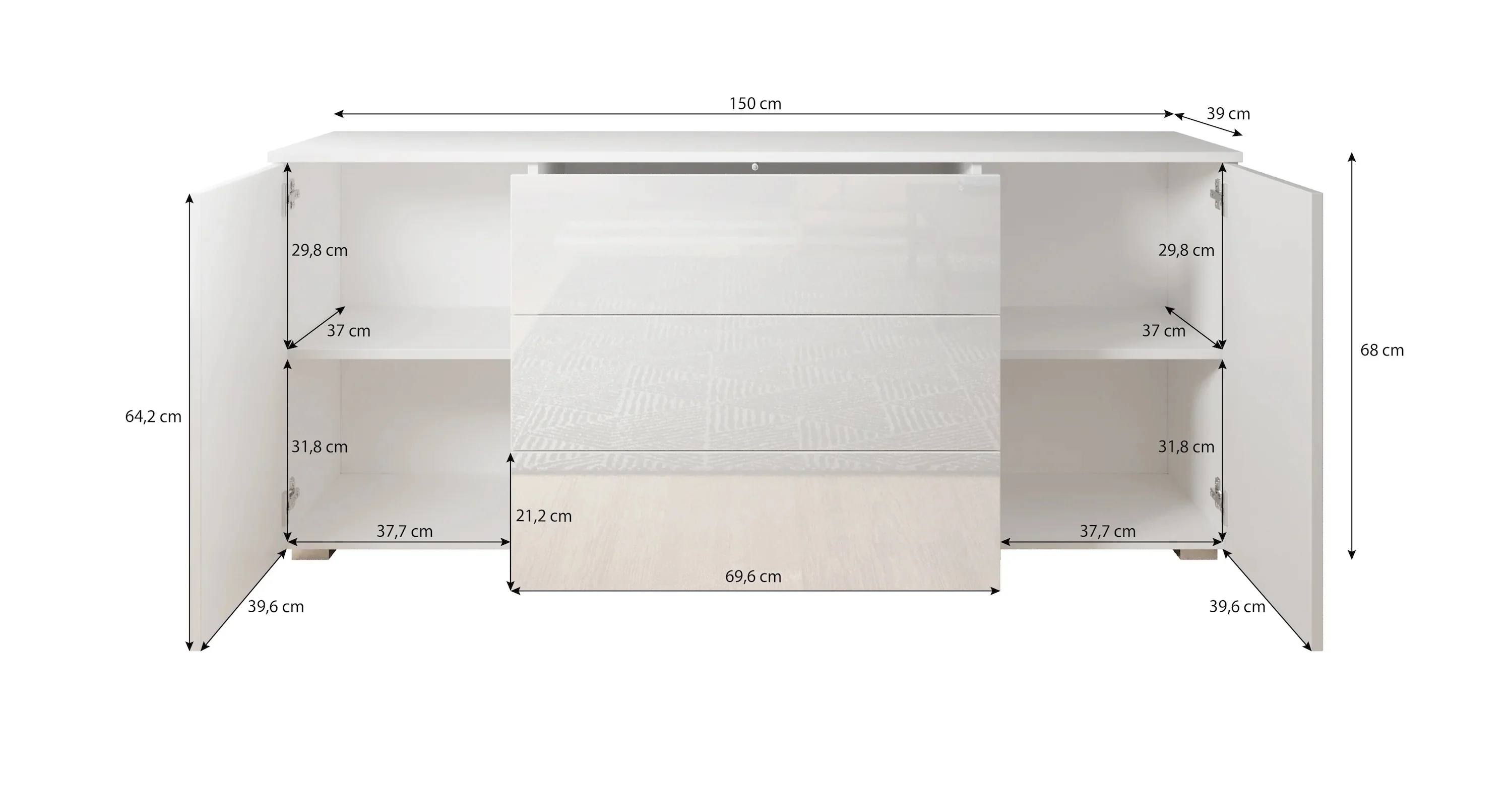 Pure - Dressoir - Zwart - 150x39x68 cm - Image 5