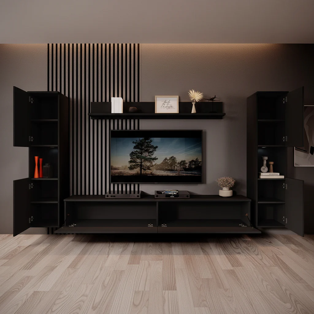 Pure XL - Wandmeubel - Zwart - 180x33x130 cm - Image 2