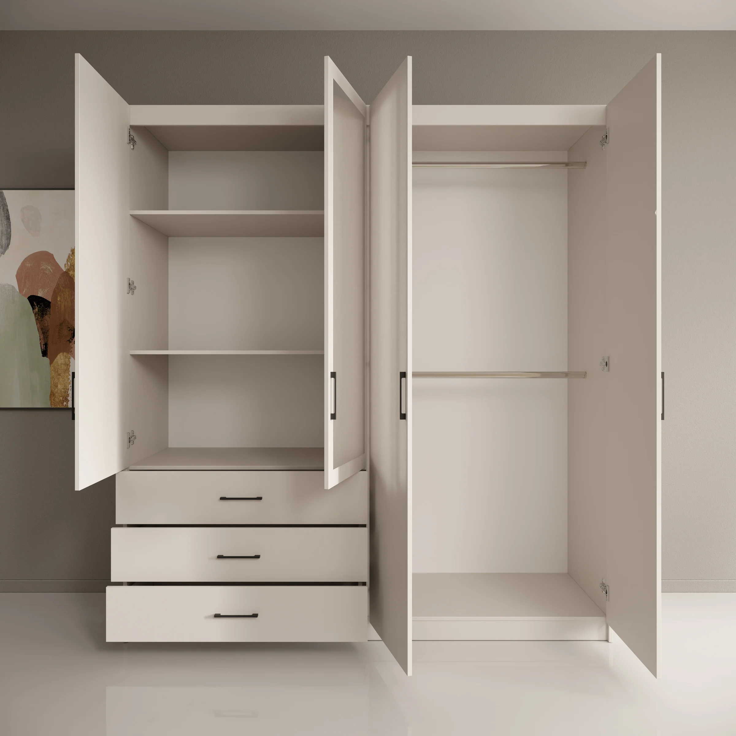 Puro - Kledingkast met 4 deuren - Beige - 196x60x215 cm - Image 2