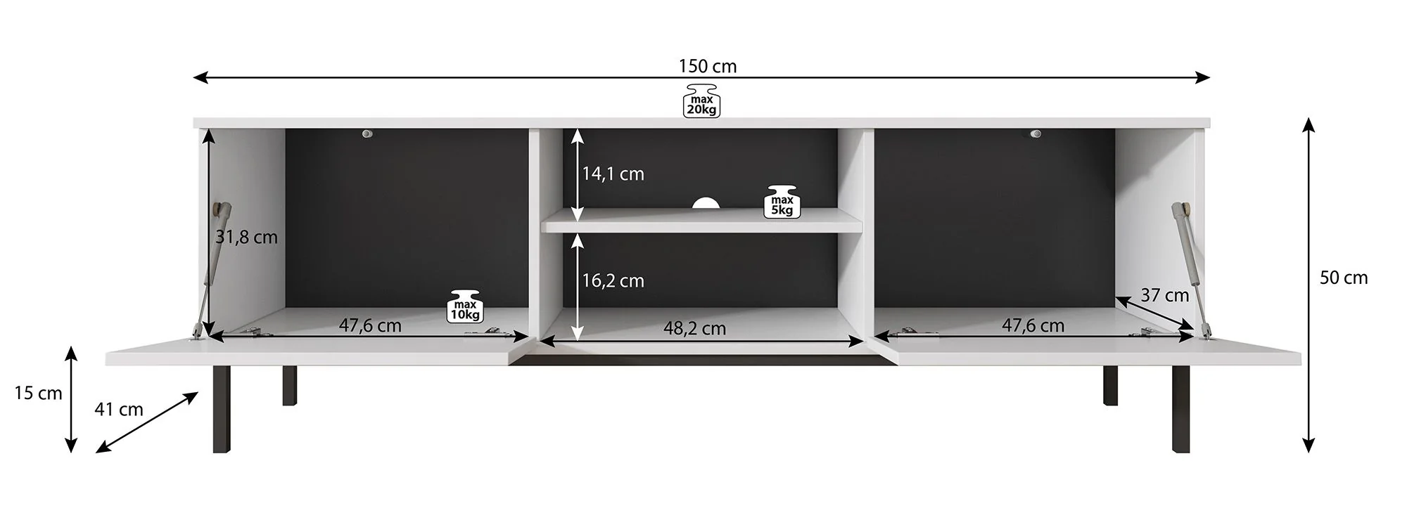 Queen - TV-Meubel - Eiken - 150x41x50 cm - Image 5