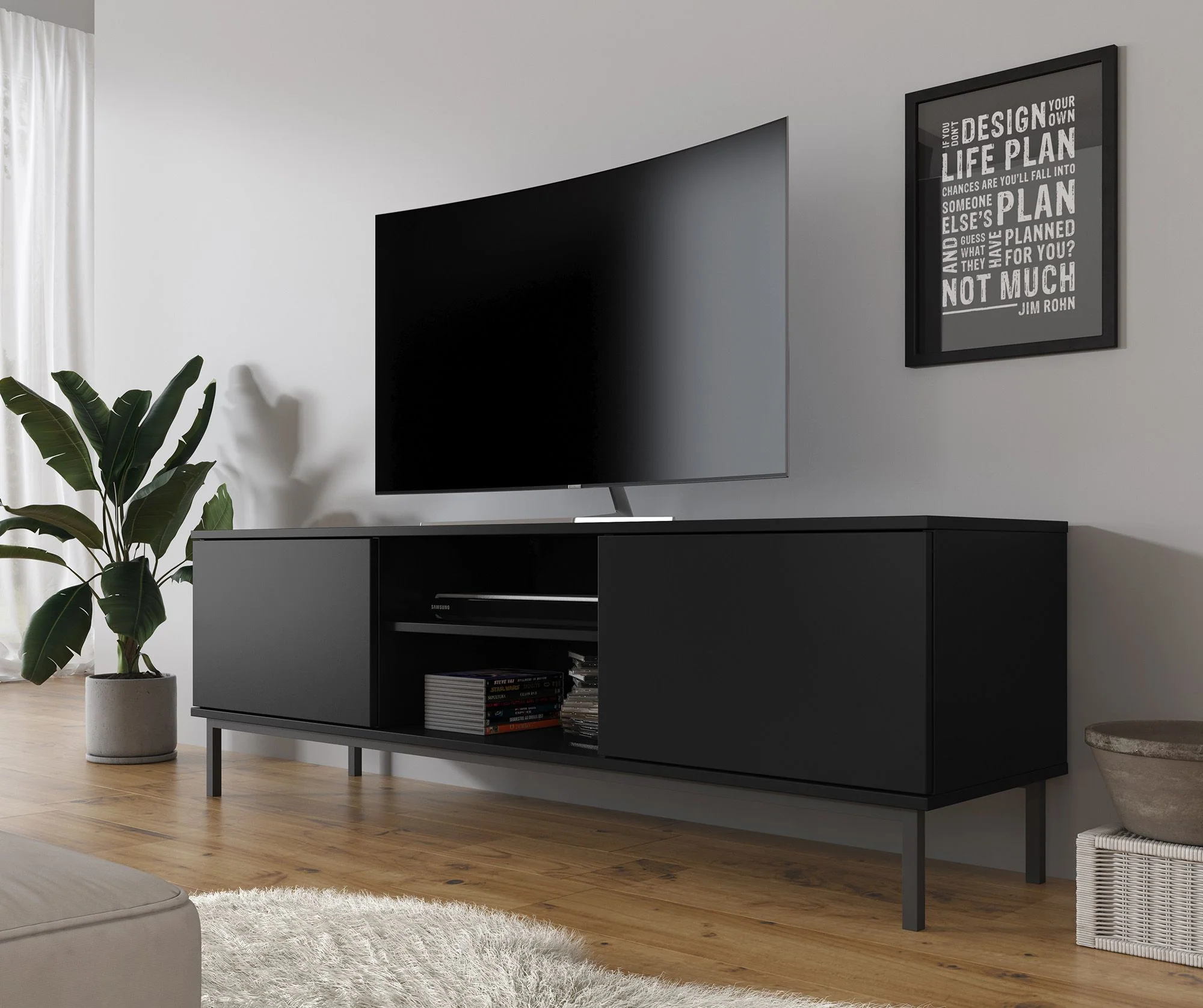Queen - TV-Meubel - Zwart - 150x41x50 cm
