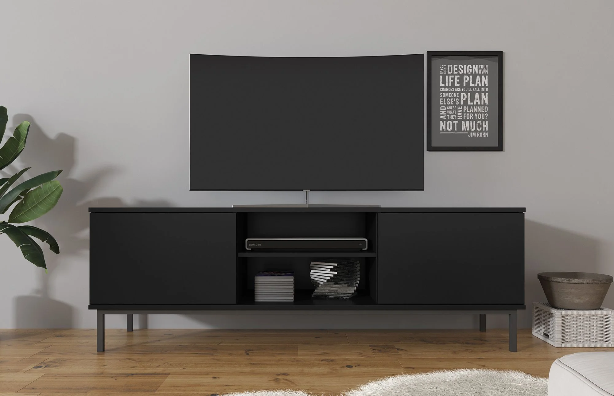 Queen - TV-Meubel - Zwart - 150x41x50 cm - Image 3