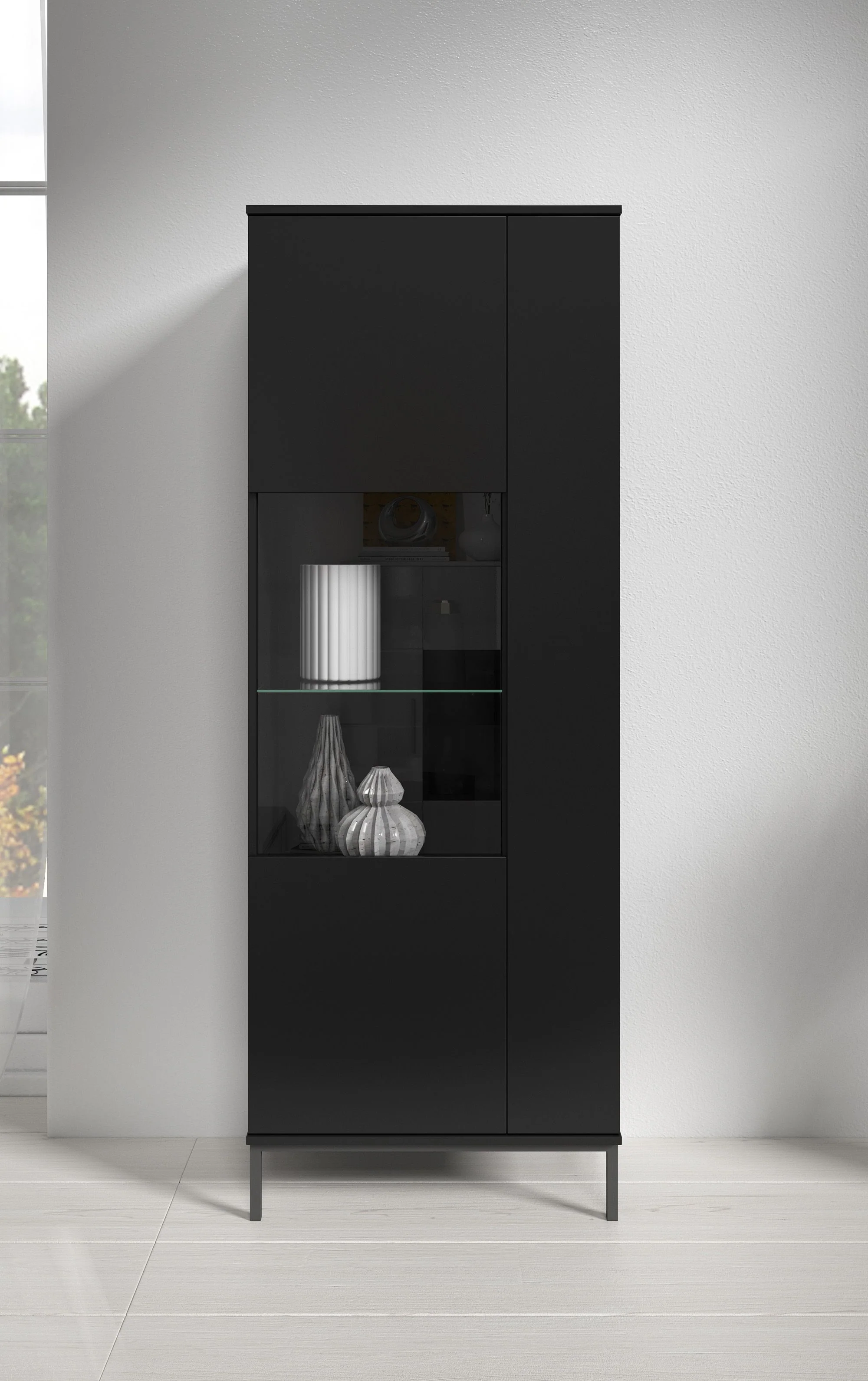 Queen  - Vitrinekast - Zwart - 70x41x190 cm - Image 3