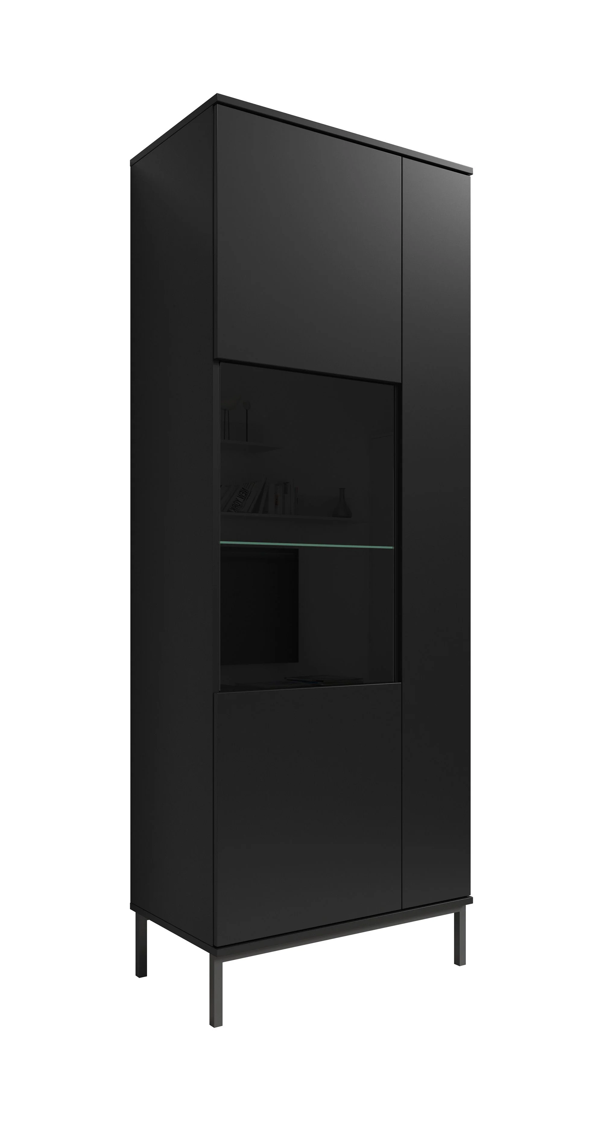 Queen  - Vitrinekast - Zwart - 70x41x190 cm - Image 6