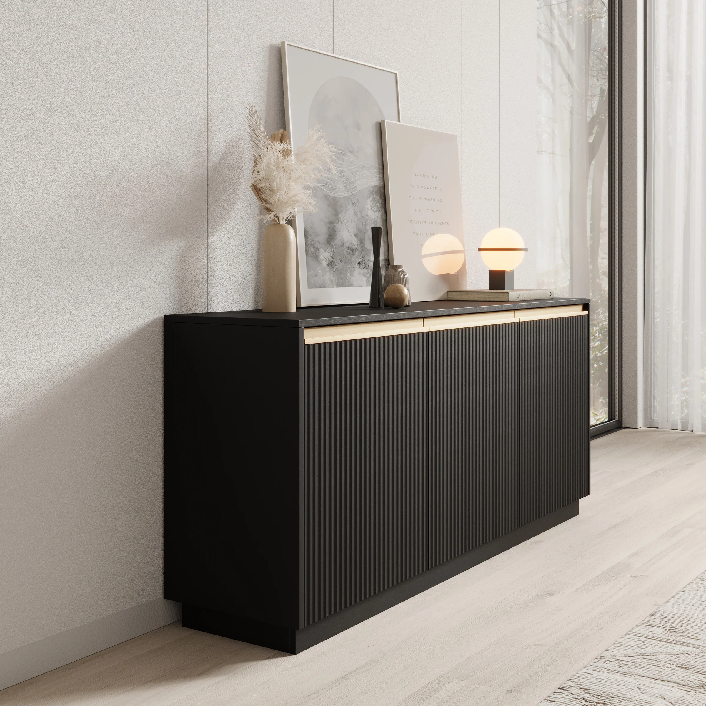 Remy - Dressoir - Zwart - 153x39x72 cm - Image 4