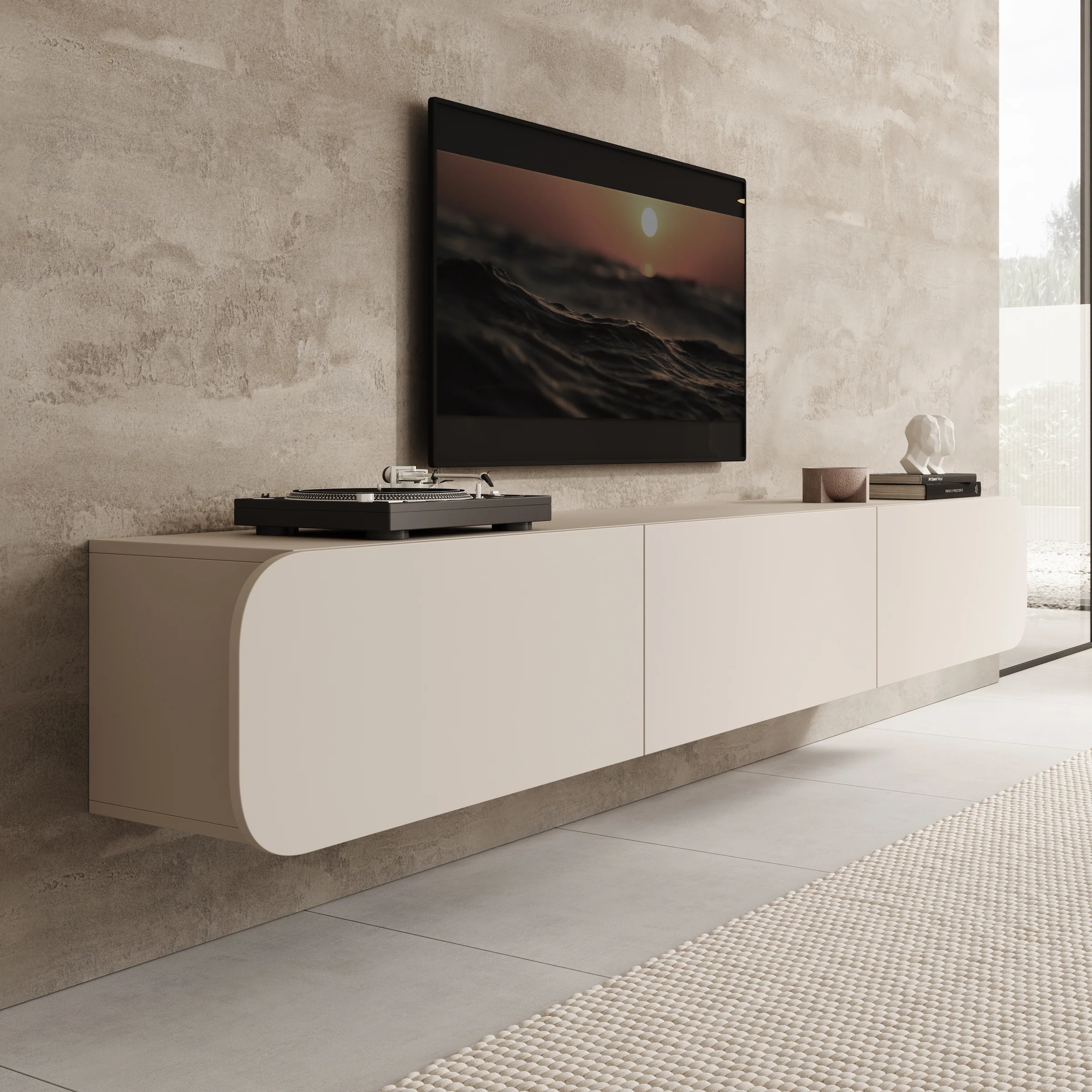 Renalto - TV-Meubel - Beige - 220x36x34 cm - Image 4