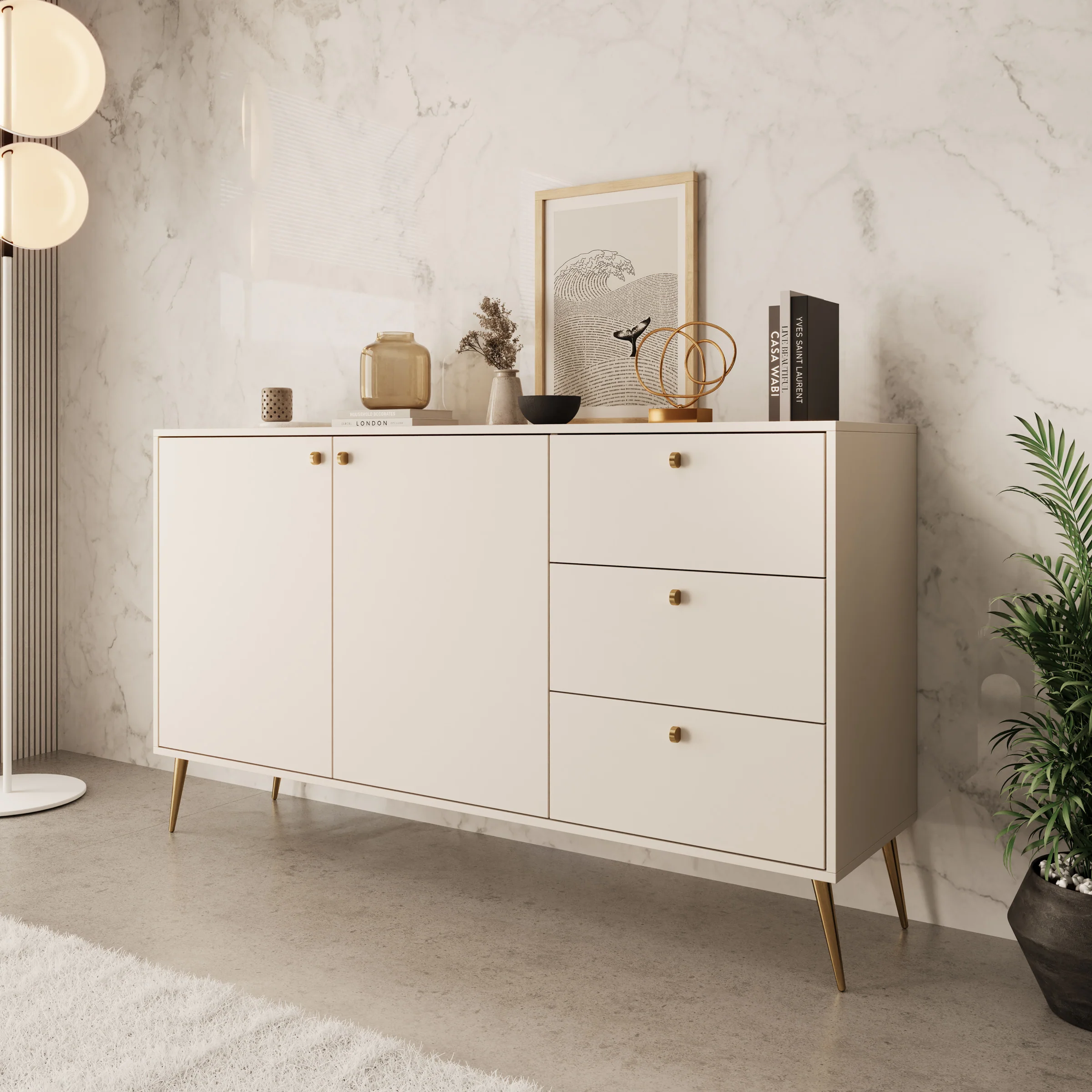 Reunion - Dressoir - Beige - 156x41x89 cm