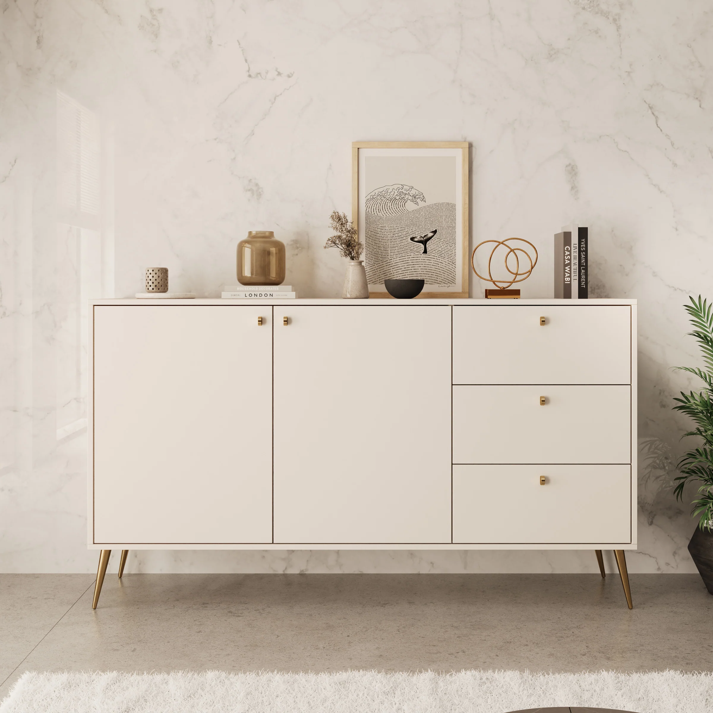 Reunion - Dressoir - Beige - 156x41x89 cm - Image 3