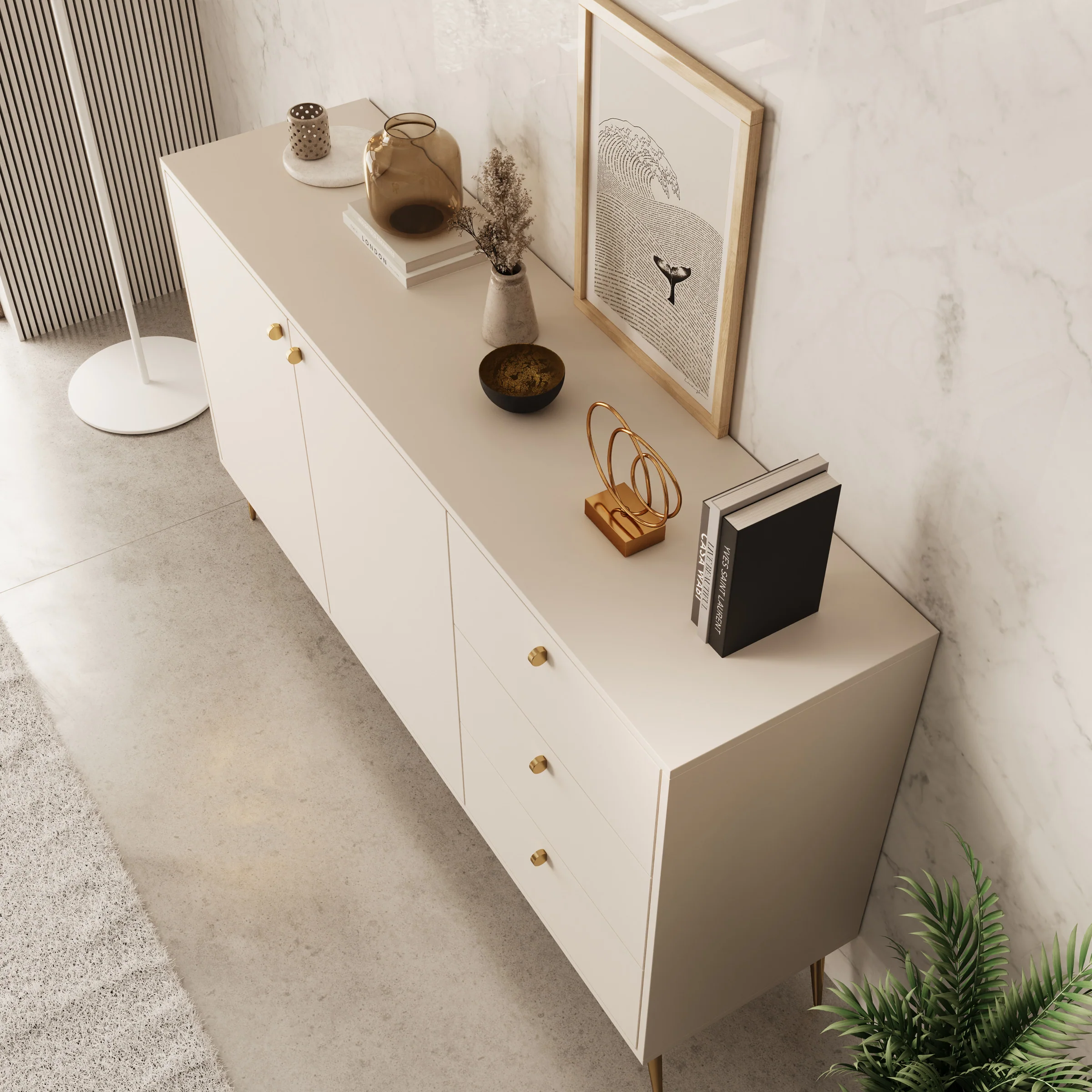 Reunion - Dressoir - Beige - 156x41x89 cm - Image 4