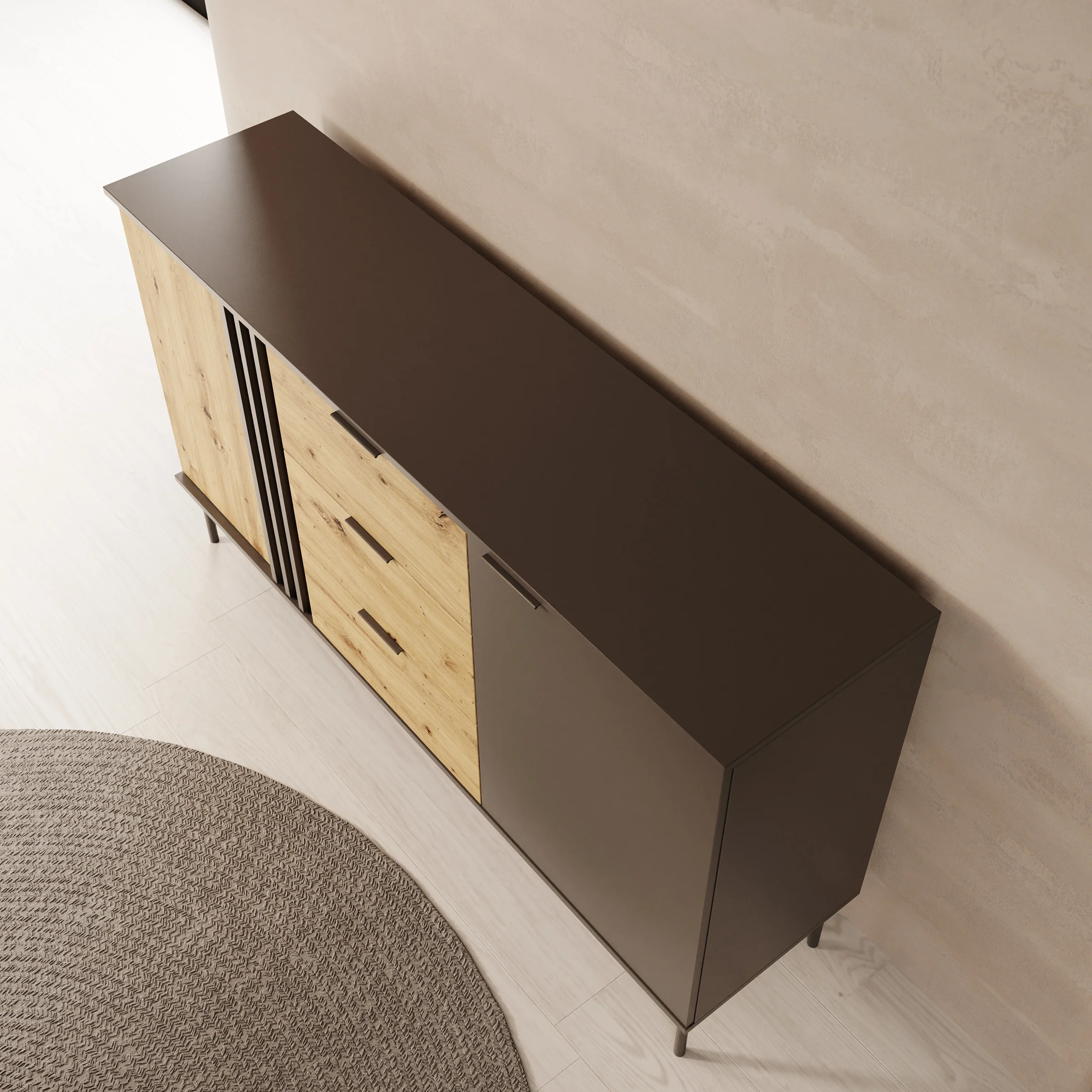 Rogan - Dressoir - Zwart - 165x40x92 cm - Image 5