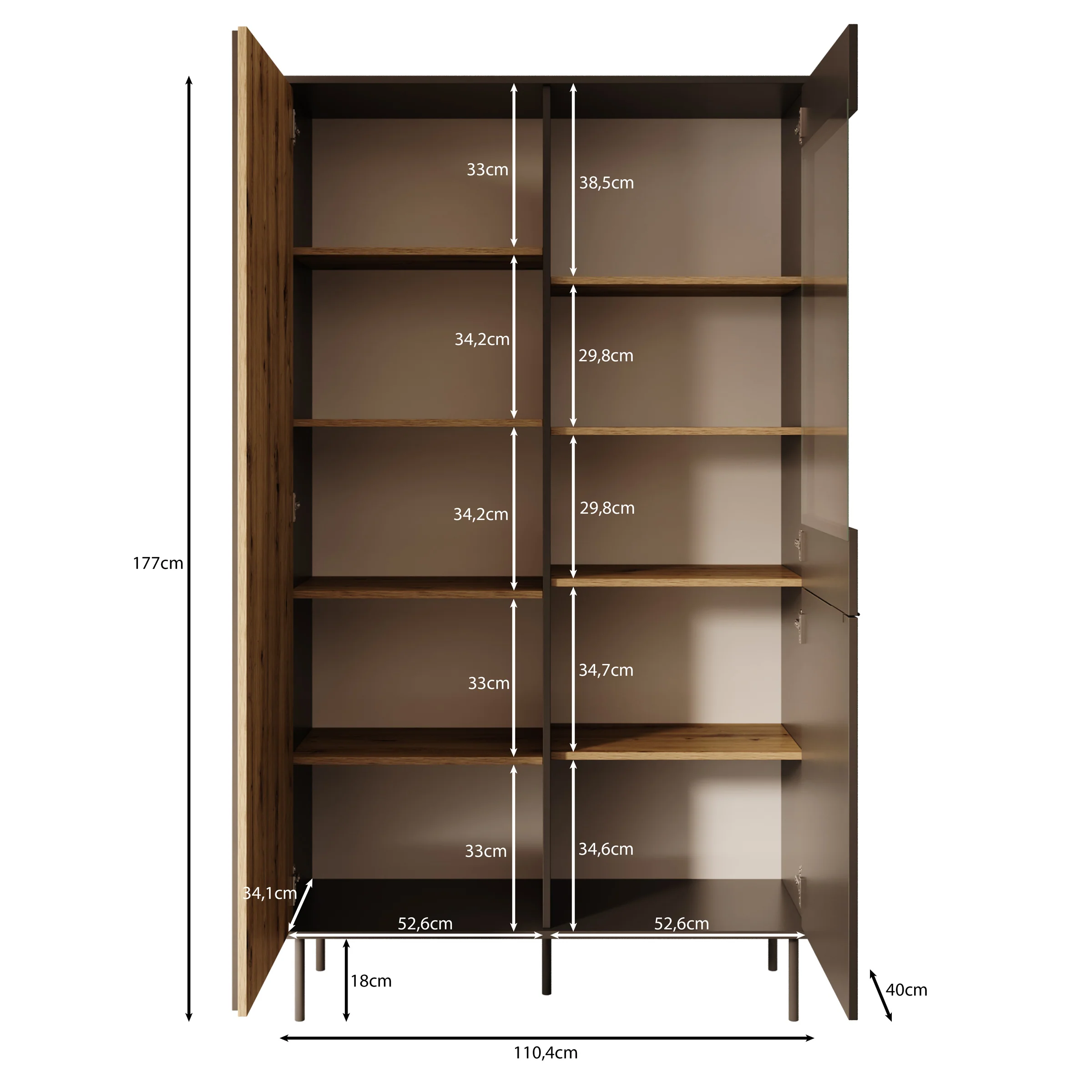 Rogan - Vitrinekast - Zwart - 111x40x195 cm - Image 5