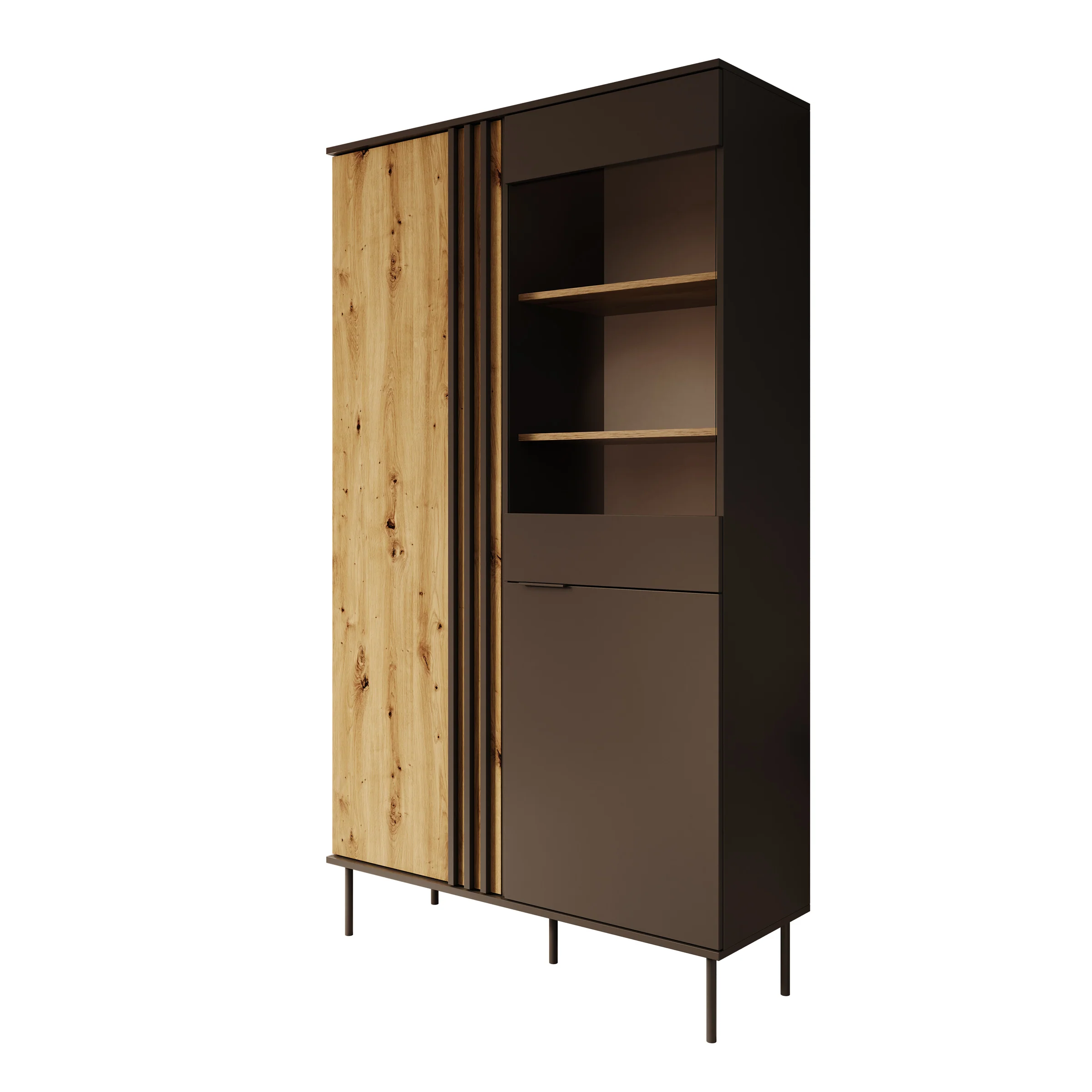 Rogan - Vitrinekast - Zwart - 111x40x195 cm - Image 6