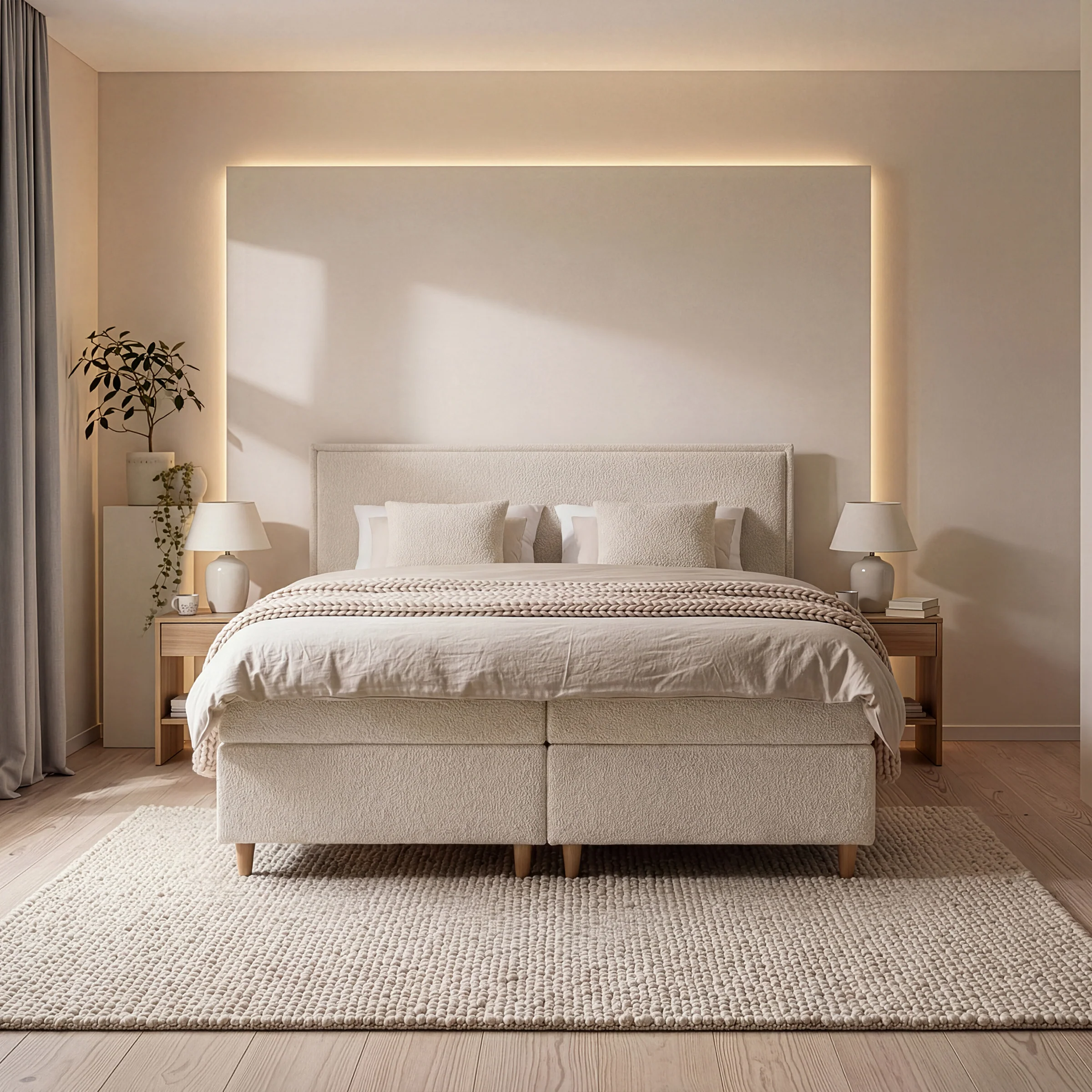 Saku - Boxspring met opbergruimte -  Stof beige - 160x200 cm - Image 3