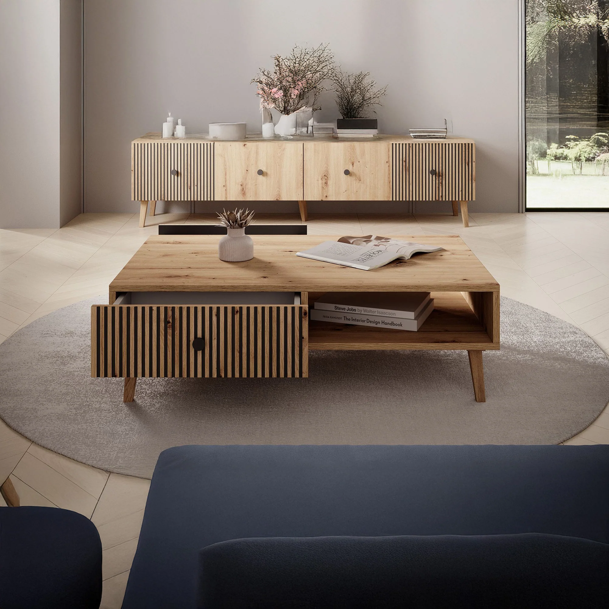 Bali - Salontafel met 2 lades - Eiken - 102x67x32 cm - Image 2