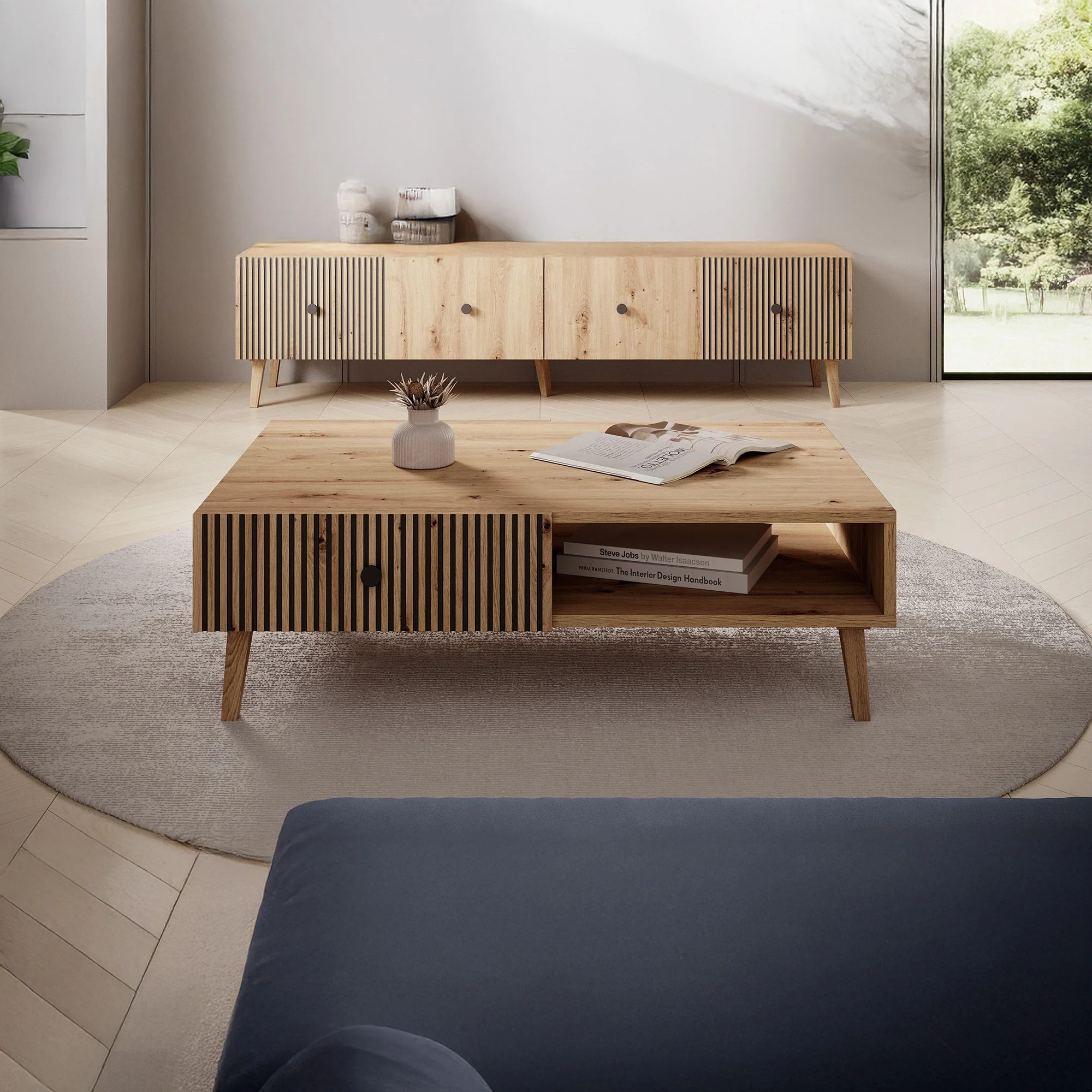 Bali - Salontafel met 2 lades - Eiken - 102x67x32 cm - Image 3
