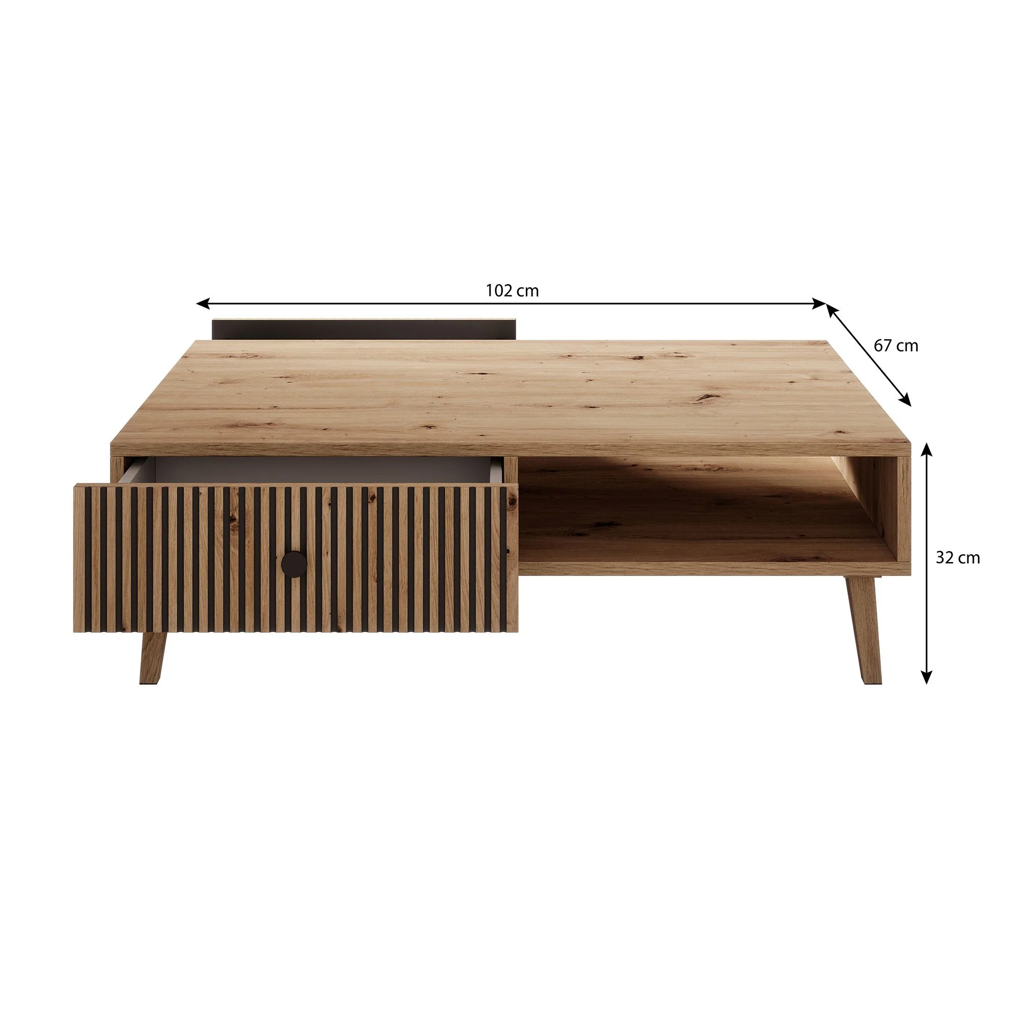 Bali - Salontafel met 2 lades - Eiken - 102x67x32 cm - Image 4