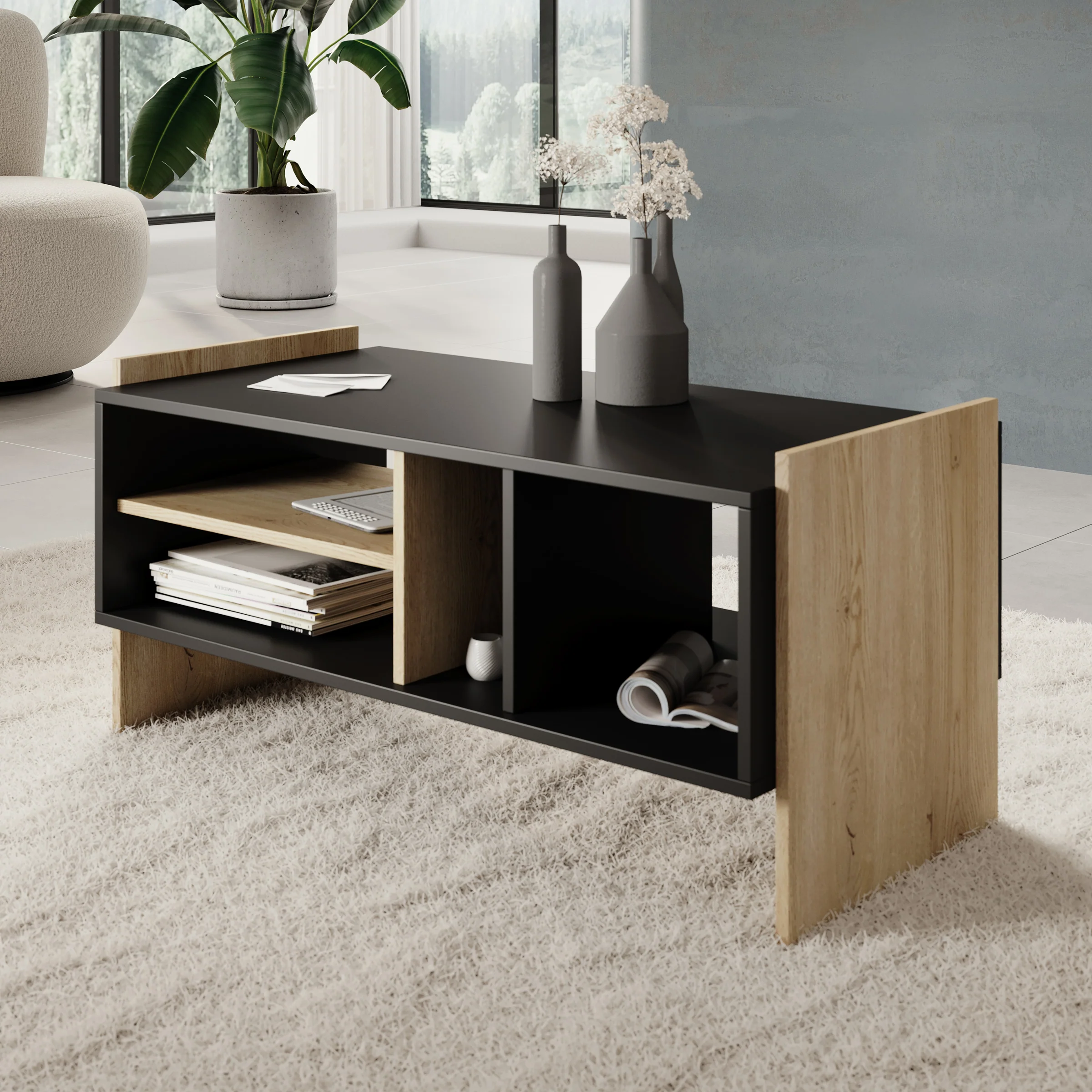 Benz - Salontafel - Zwart - 100x50x47 cm