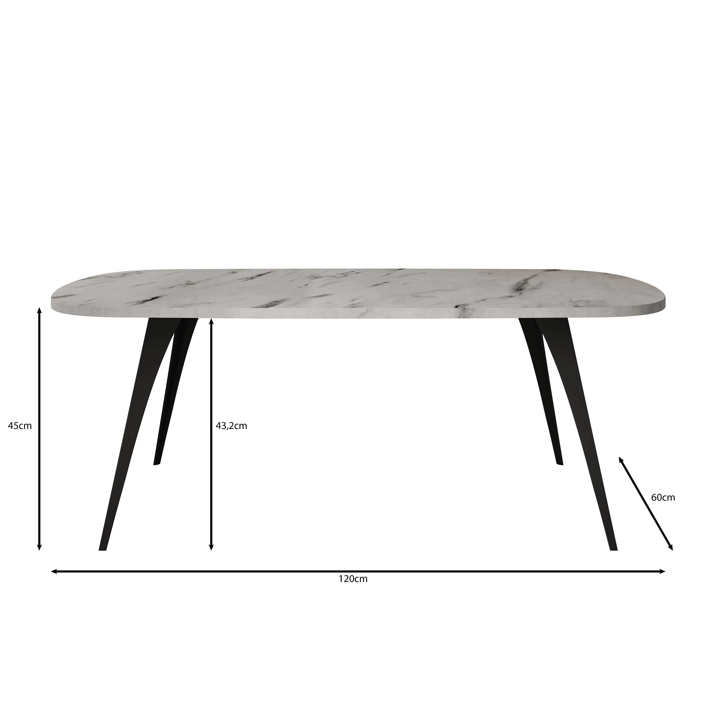 Flix - Salontafel - Wit marmerlook - 120x60x45 cm - Image 3
