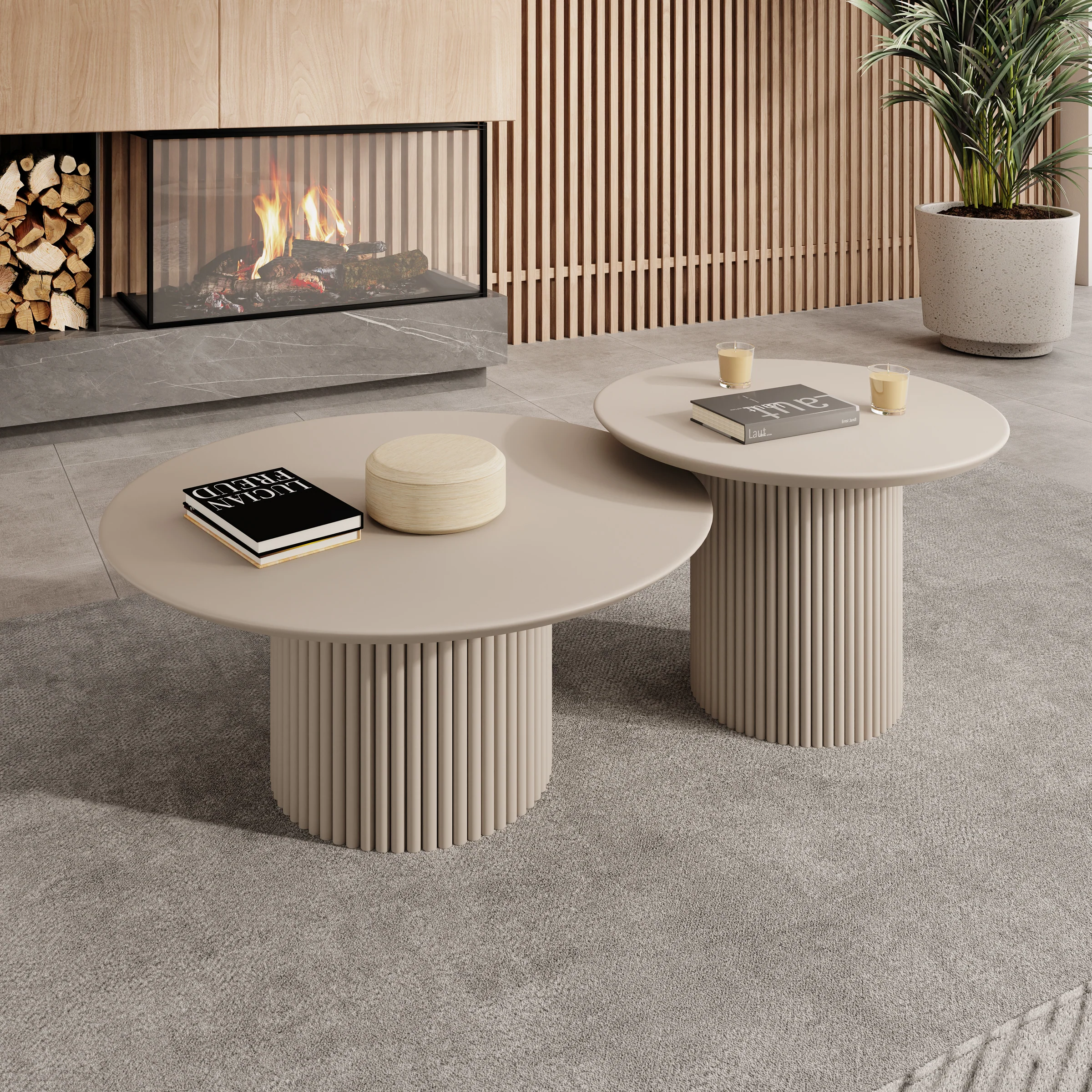 Mixx - Salontafel set van 2 - Beige - 80x36 cm