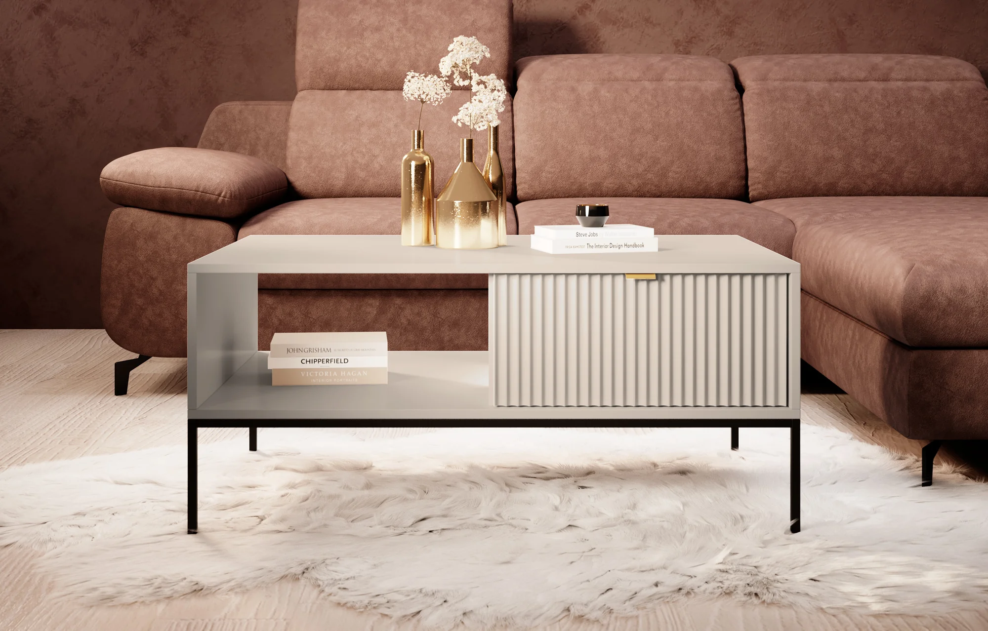 Navil - Salontafel met 2 lades - Beige  - 104x68x46 cm - Image 2