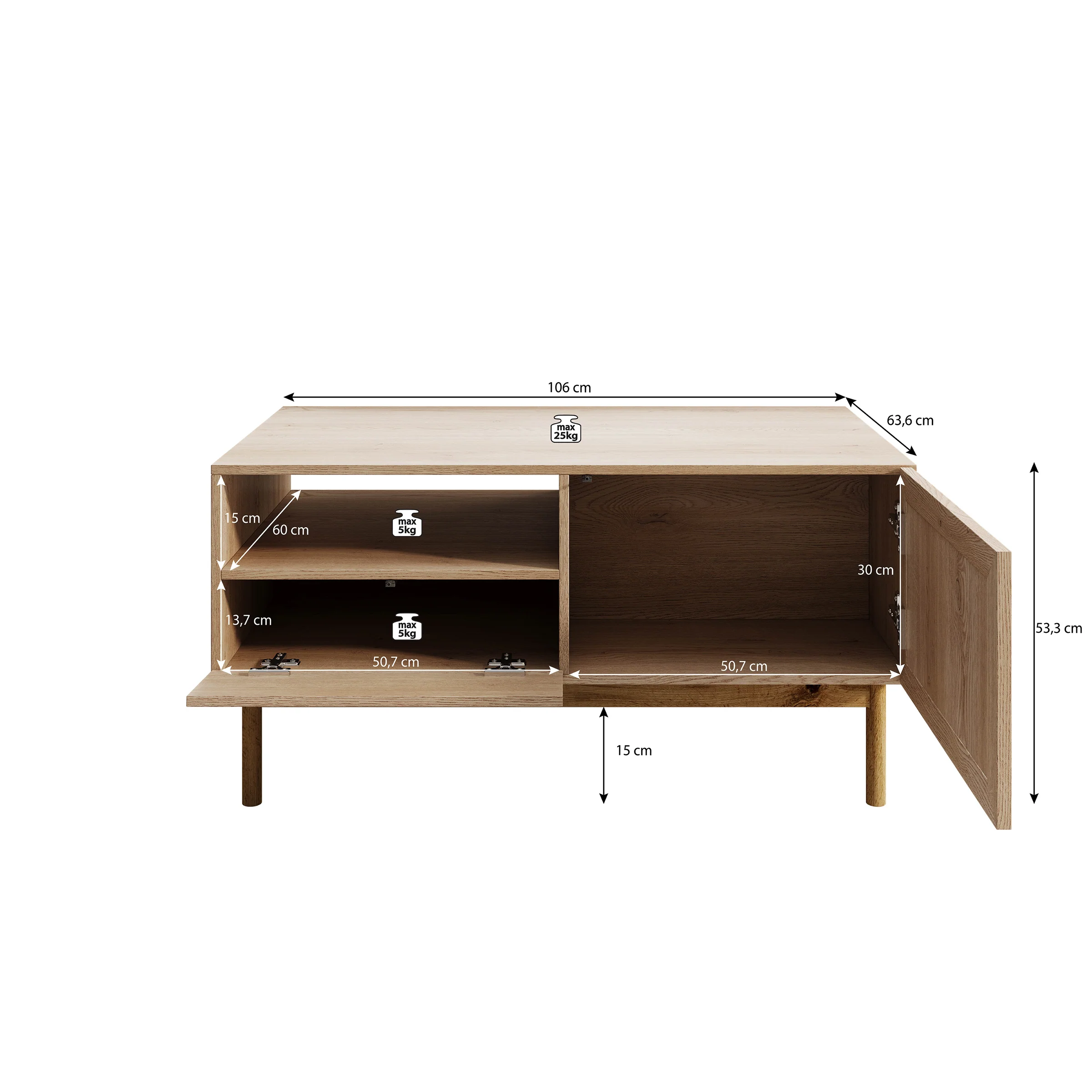 Storm - Salontafel met lade - Eiken - 106x64x53 cm - Image 4