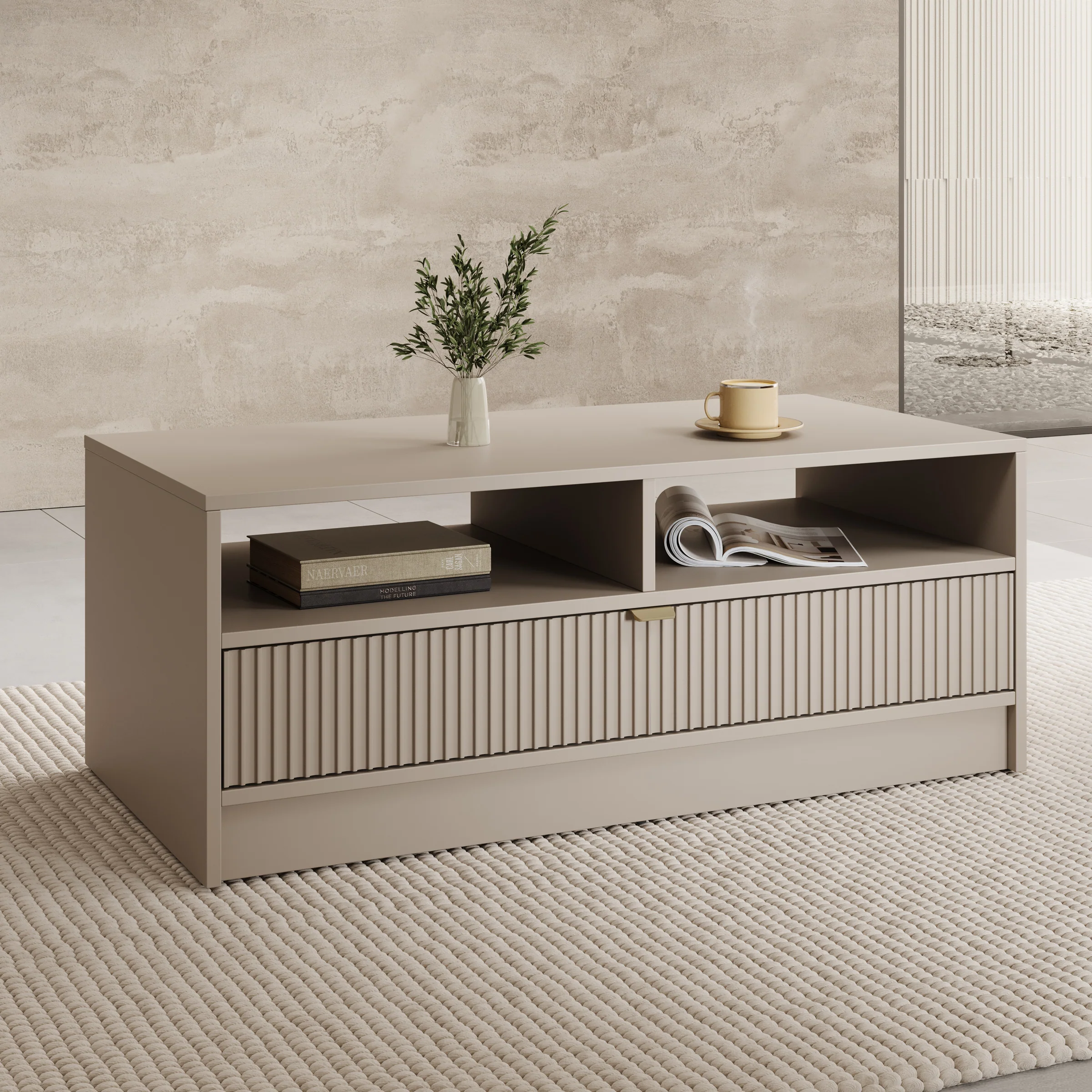 Tavares - Salontafel met lade - Beige - 100x50x40 cm