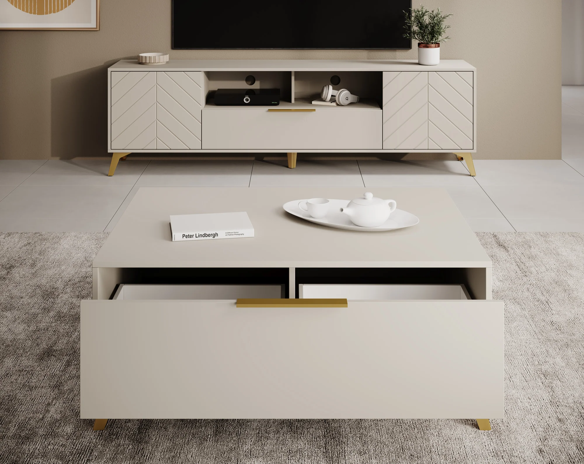 Xiano - Salontafel met lade - Beige - Image 3