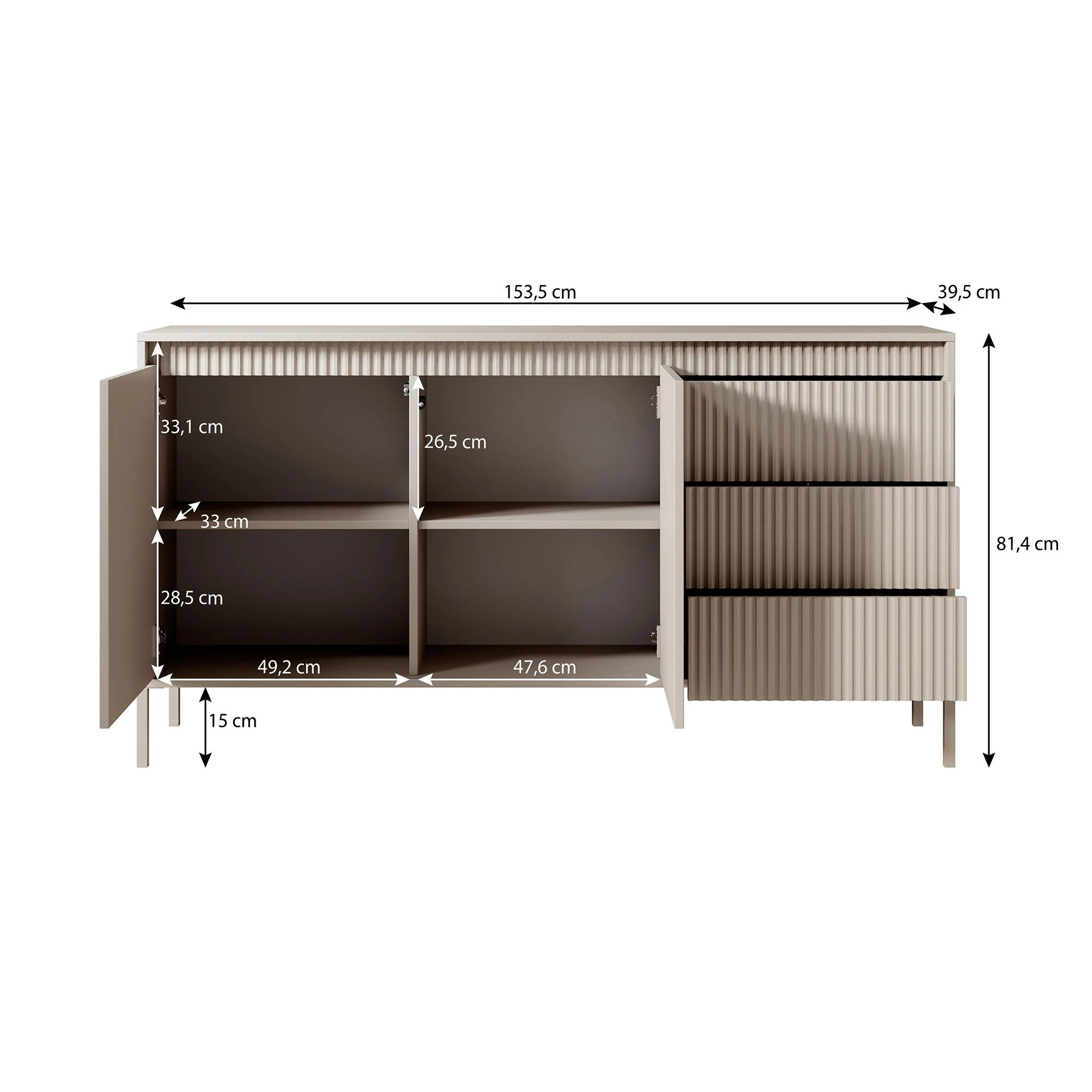 Saran - Dressoir - Zwart - 154x40x81 cm - Image 5