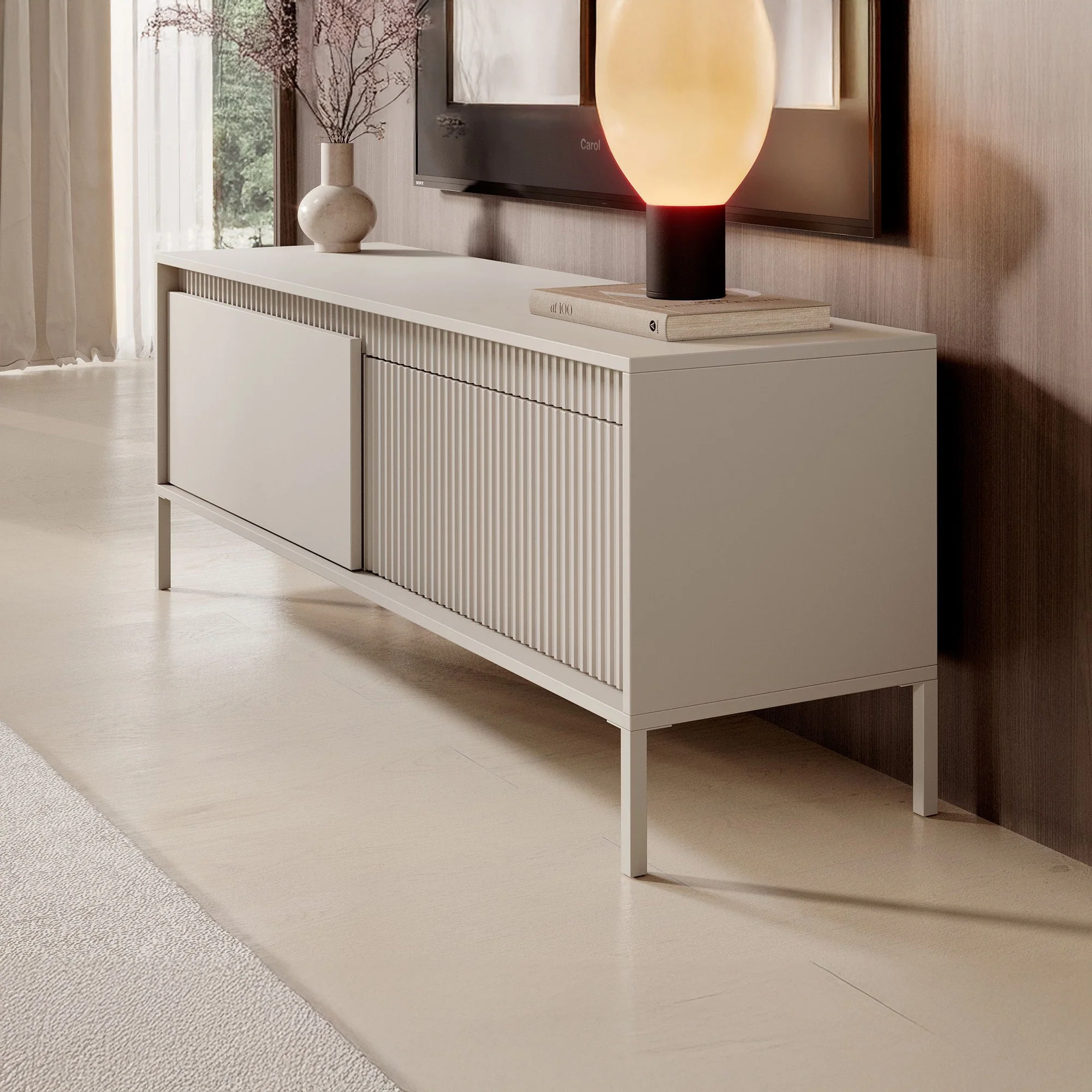 Saran - TV-Meubel - Beige  - 154x40x53 cm - Image 4