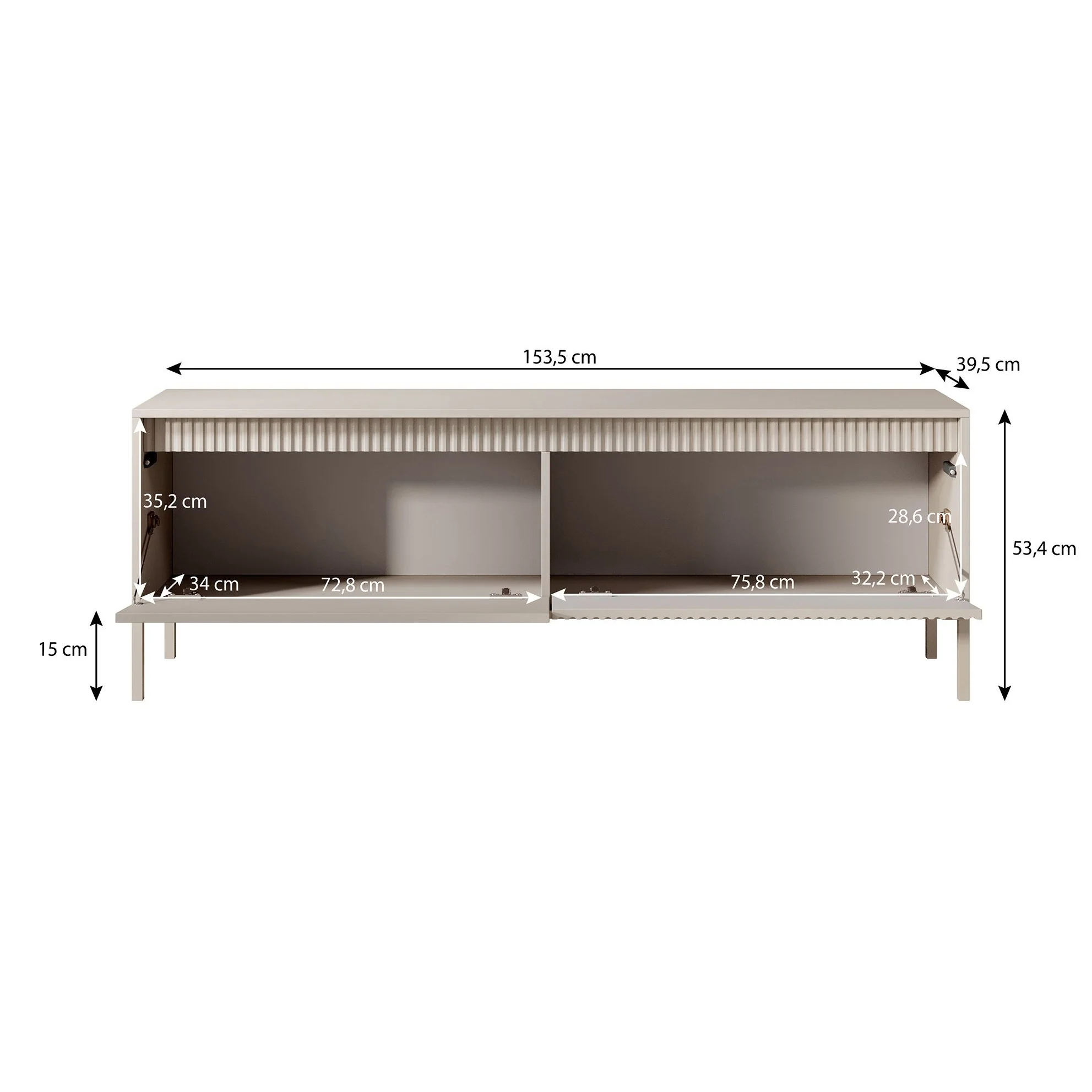 Saran - TV-Meubel - Beige  - 154x40x53 cm - Image 5
