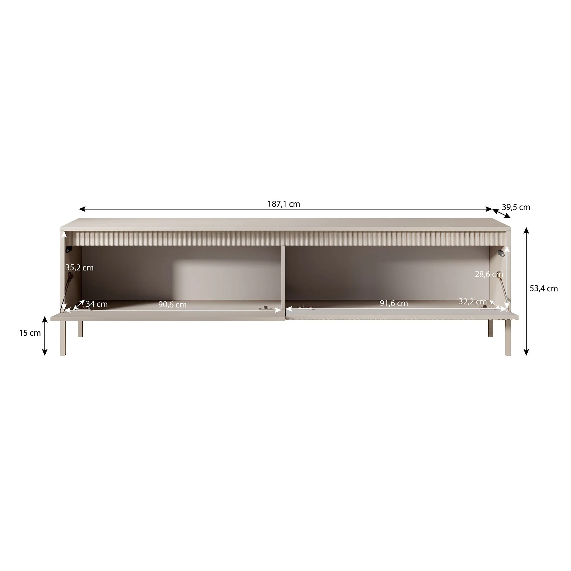 Saran - TV-Meubel - Beige  - 187x40x53 cm - Image 5