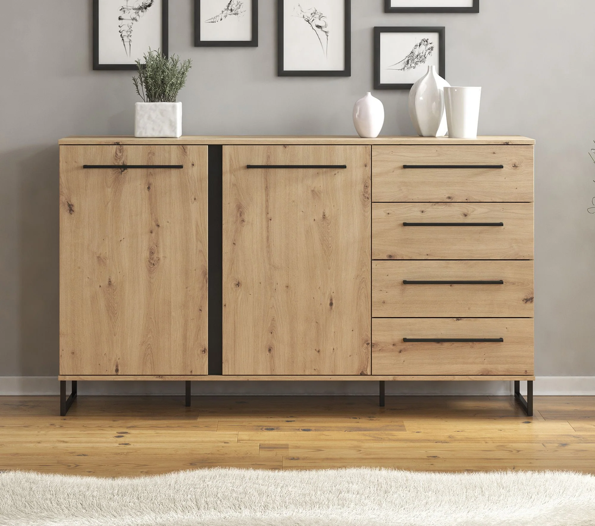 Saturn - Dressoir - Eiken/zwart - 159x42x93 cm - Image 2