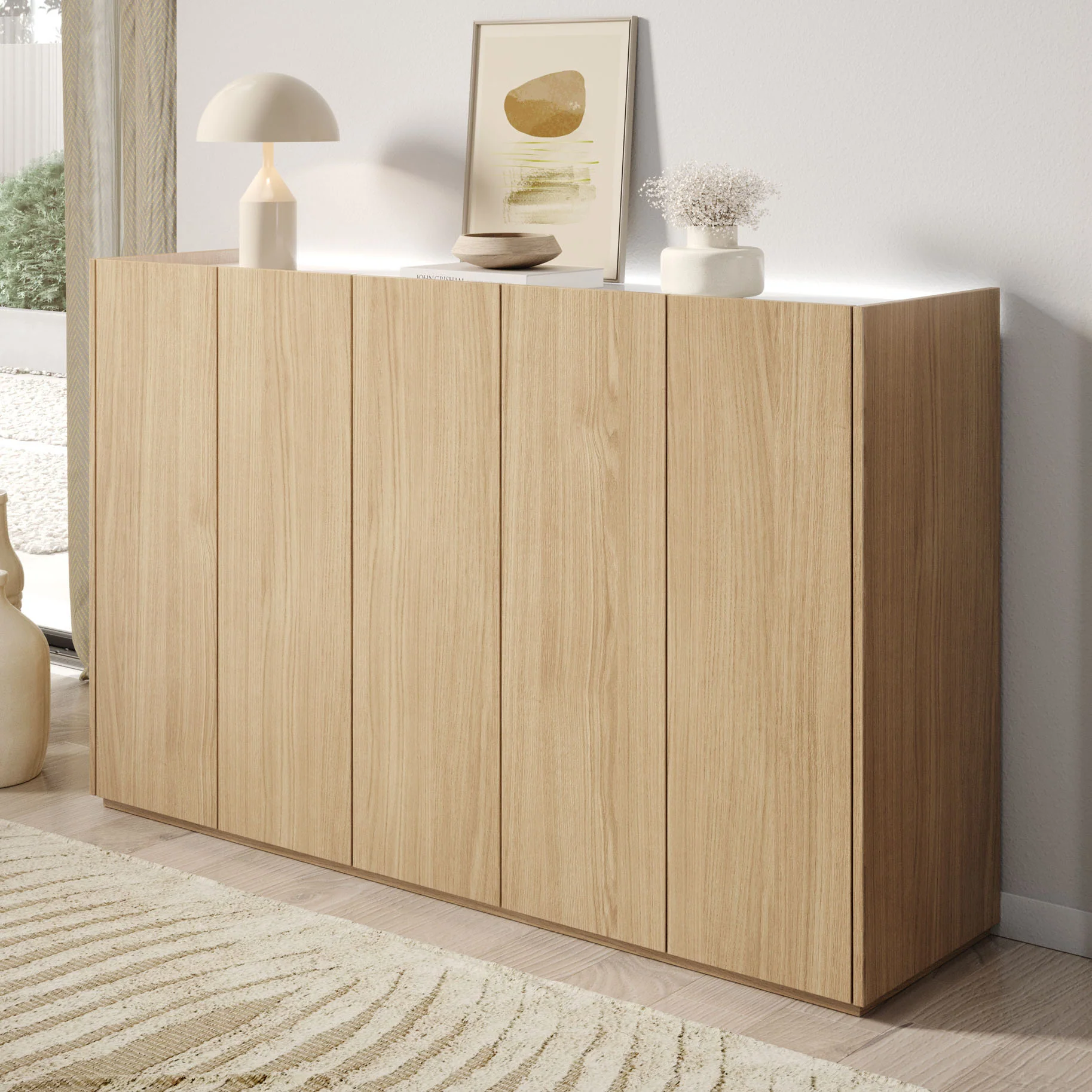 Encore - Schoenenkast met 9 vakken - Eiken - 156x40x95xm