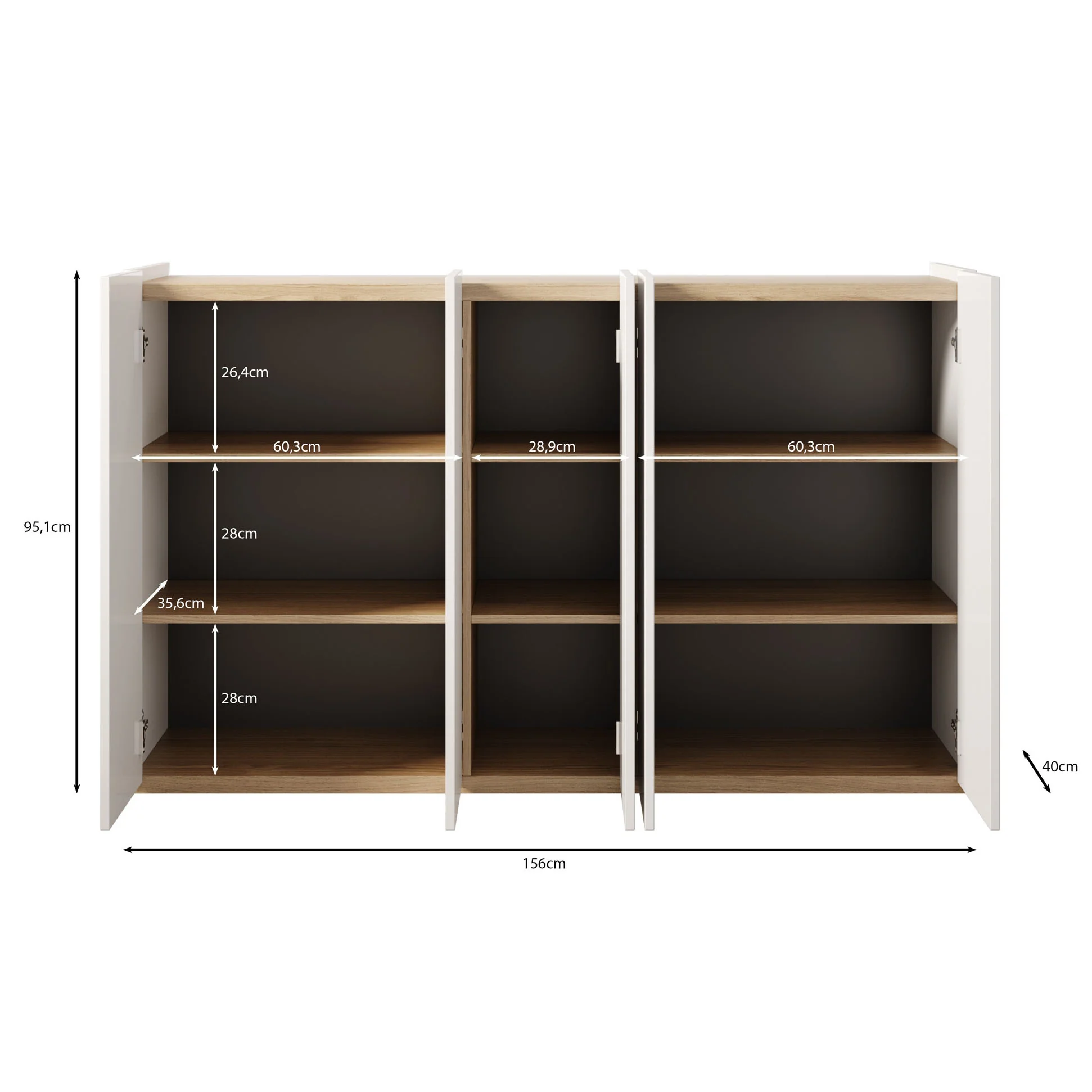 Encore - Schoenenkast met 9 vakken - Eiken - 156x40x95xm - Image 5