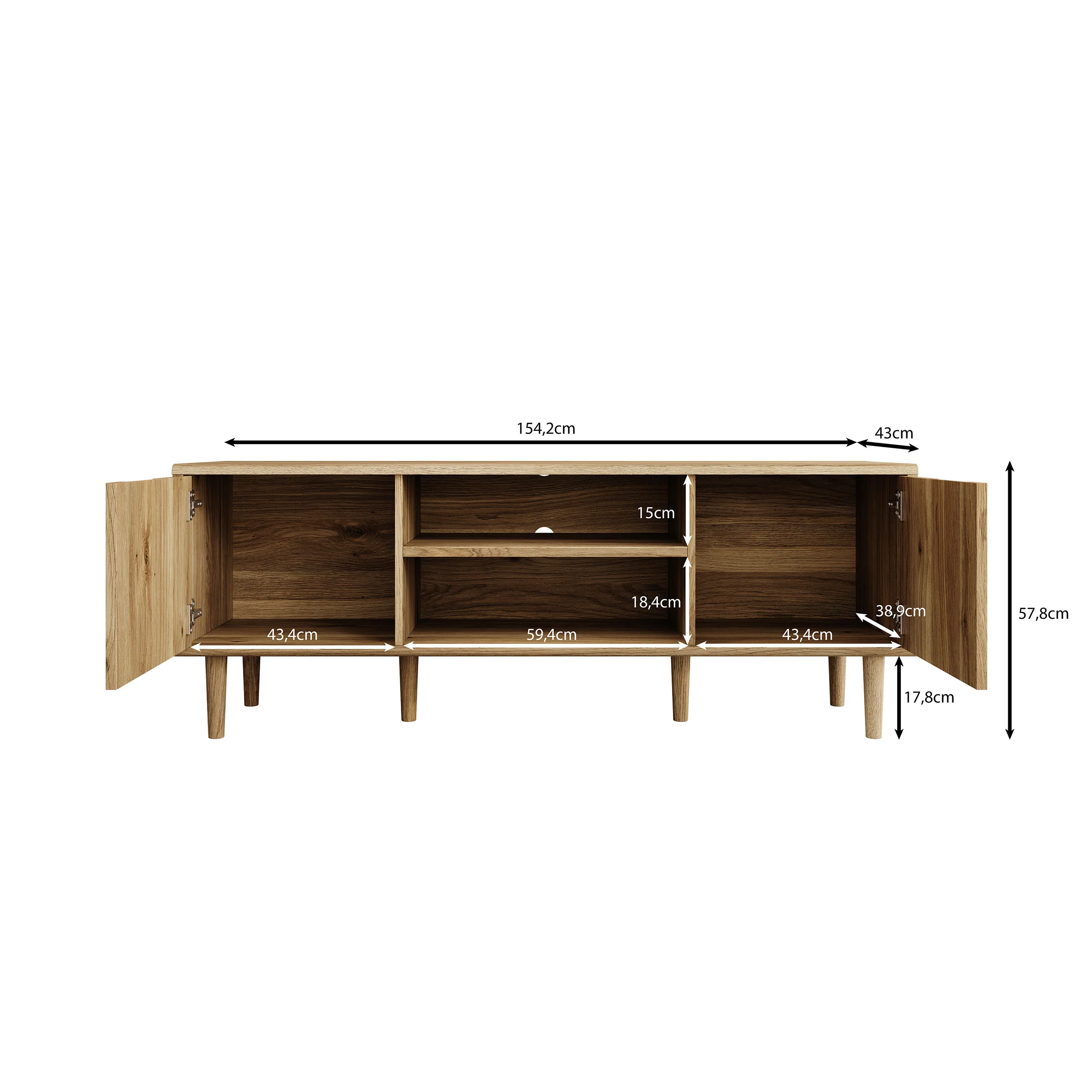Selwood - TV-Meubel - Eikenpatroon - 154x43x58 cm - Image 6