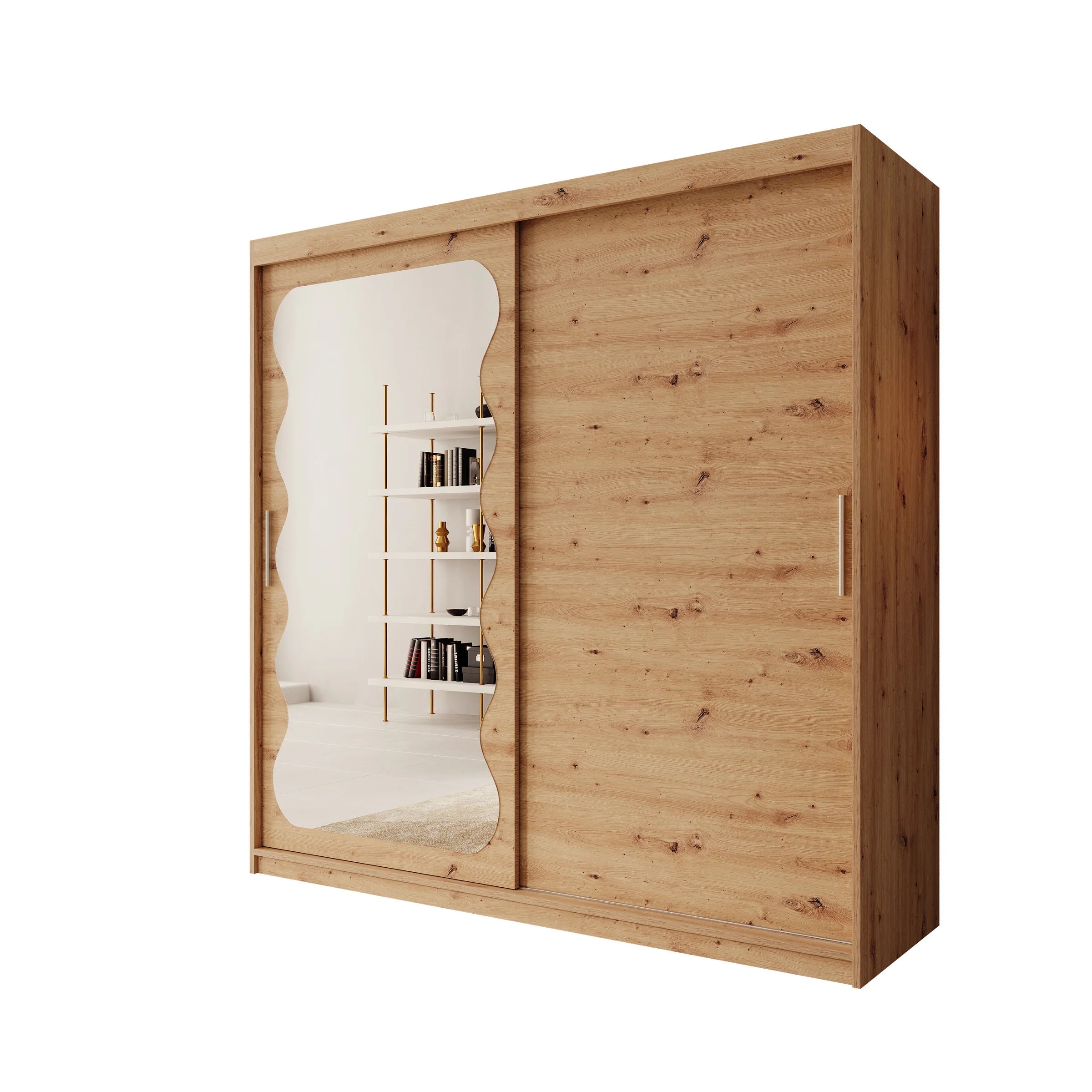 Sentoji - Kledingkast met 2 schuifdeuren - Eikenpatroon - 200x62x200 cm - Image 6