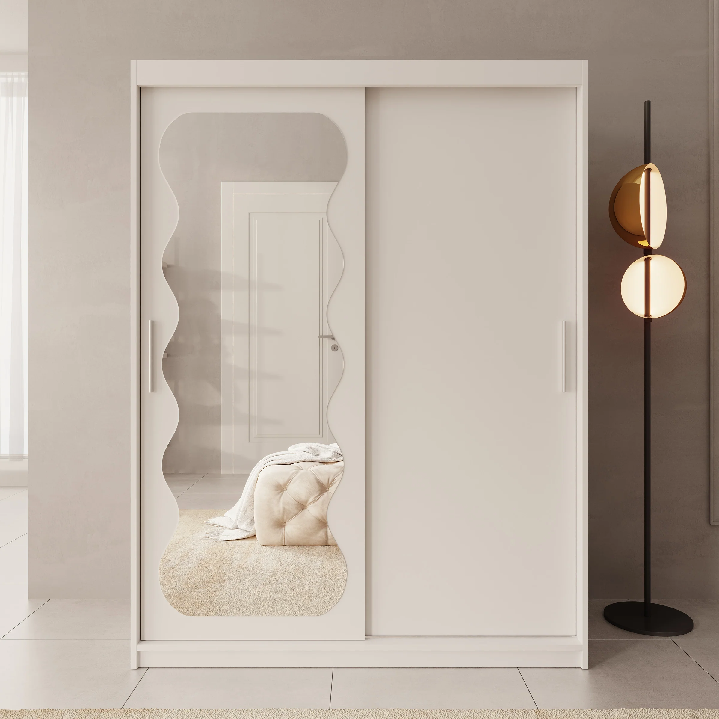 Sentoji - Kledingkast met 2 schuifdeuren - Wit - 150x62x200 cm - Image 3