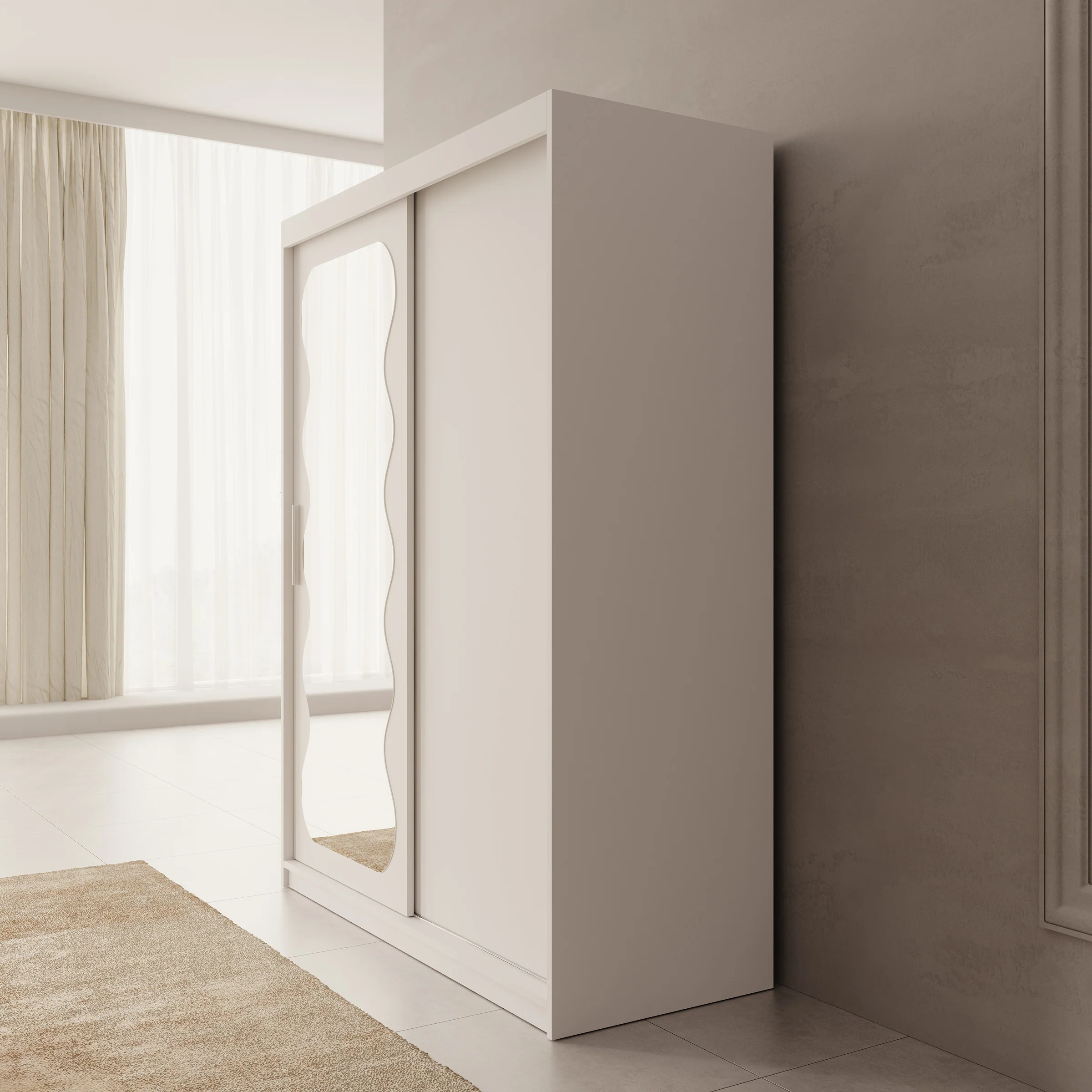 Sentoji - Kledingkast met 2 schuifdeuren - Wit - 150x62x200 cm - Image 4