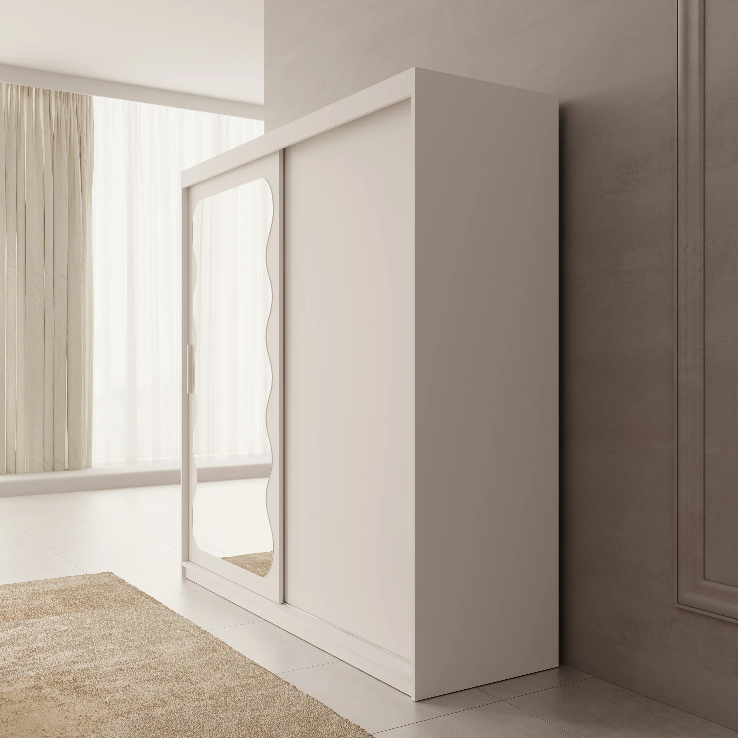 Sentoji - Kledingkast met 2 schuifdeuren - Wit - 200x62x200 cm - Image 4