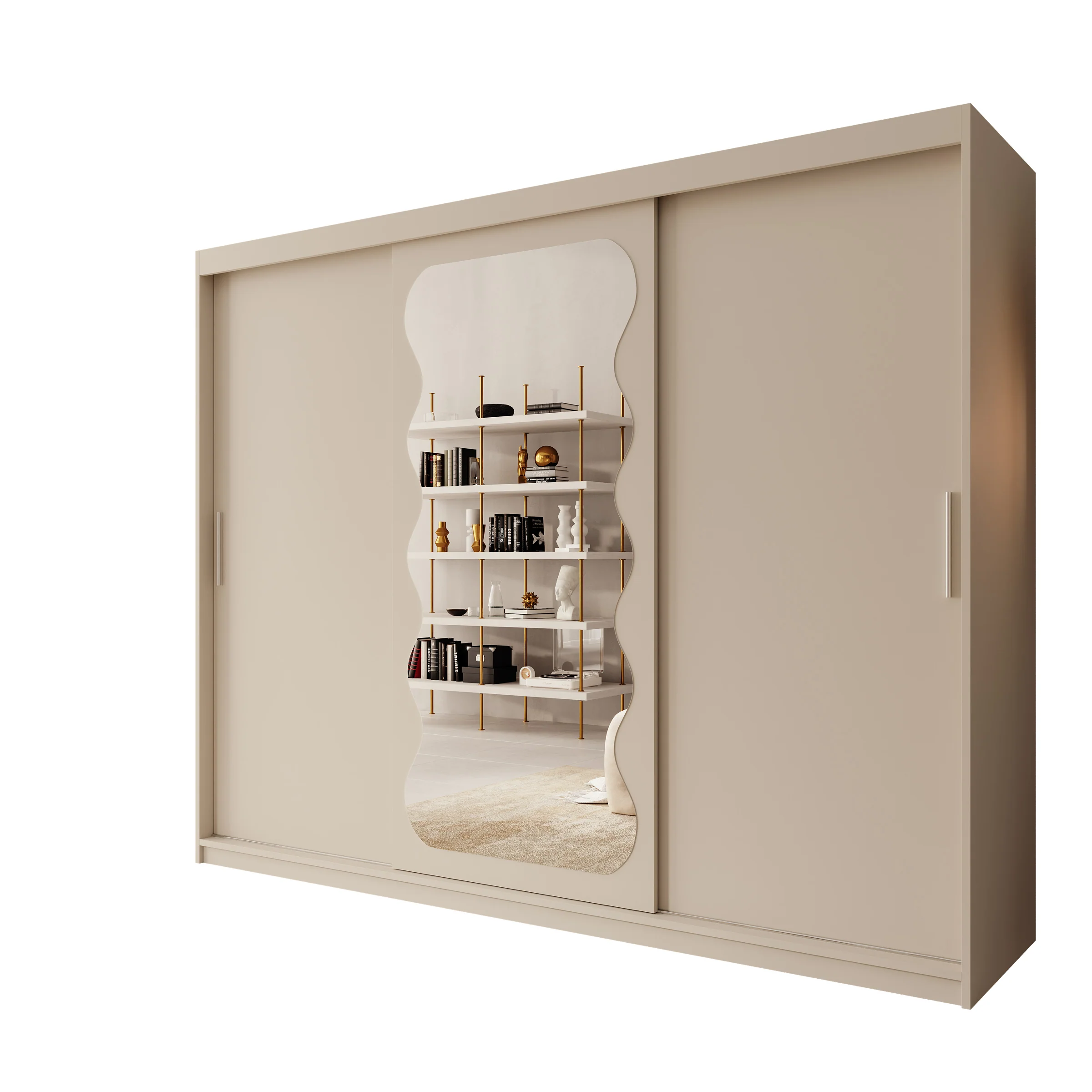 Sentoji - Kledingkast met 3 schuifdeuren - Beige - 250x62x200 cm - Image 6