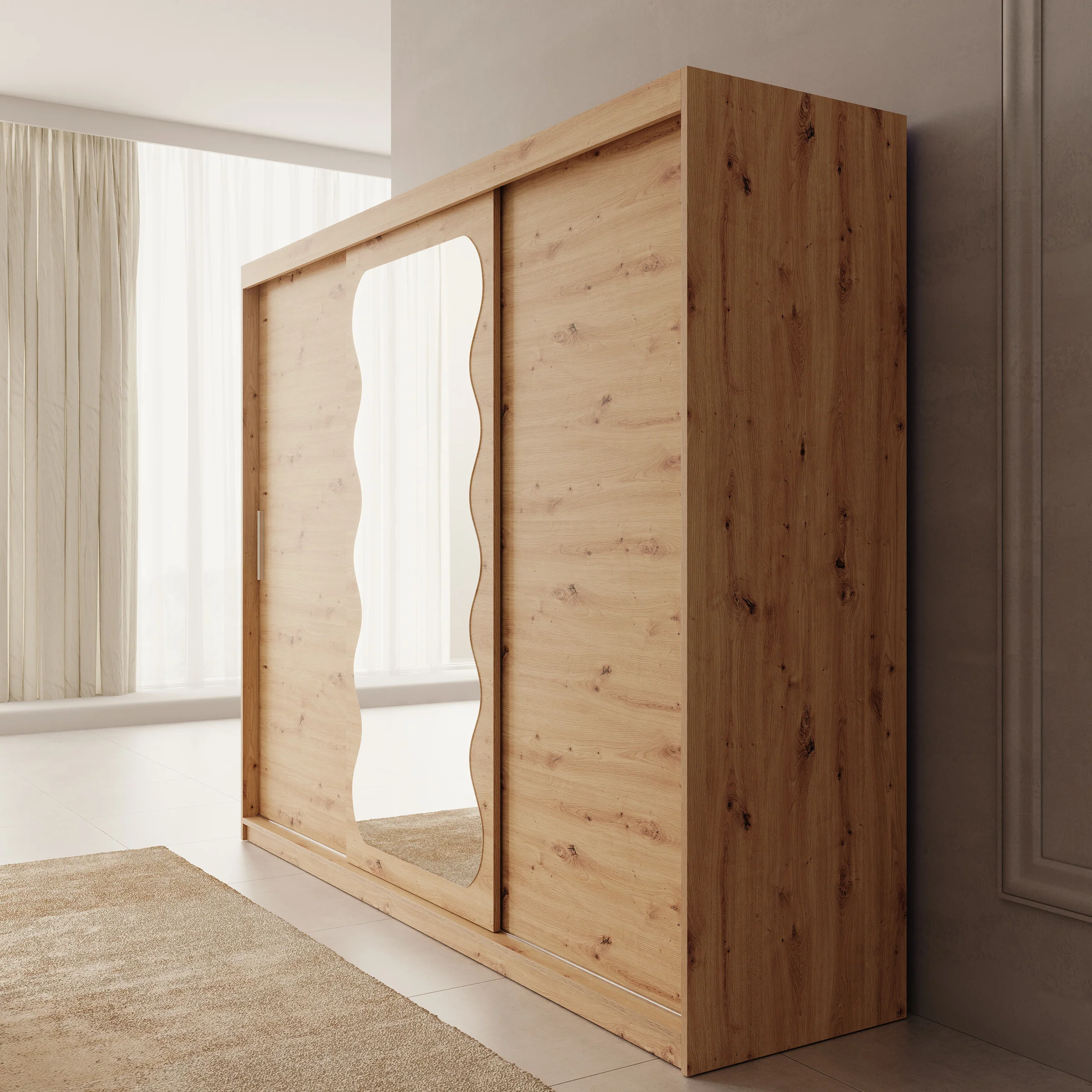 Sentoji - Kledingkast met 3 schuifdeuren - Eikenpatroon - 250x62x200 cm - Image 4