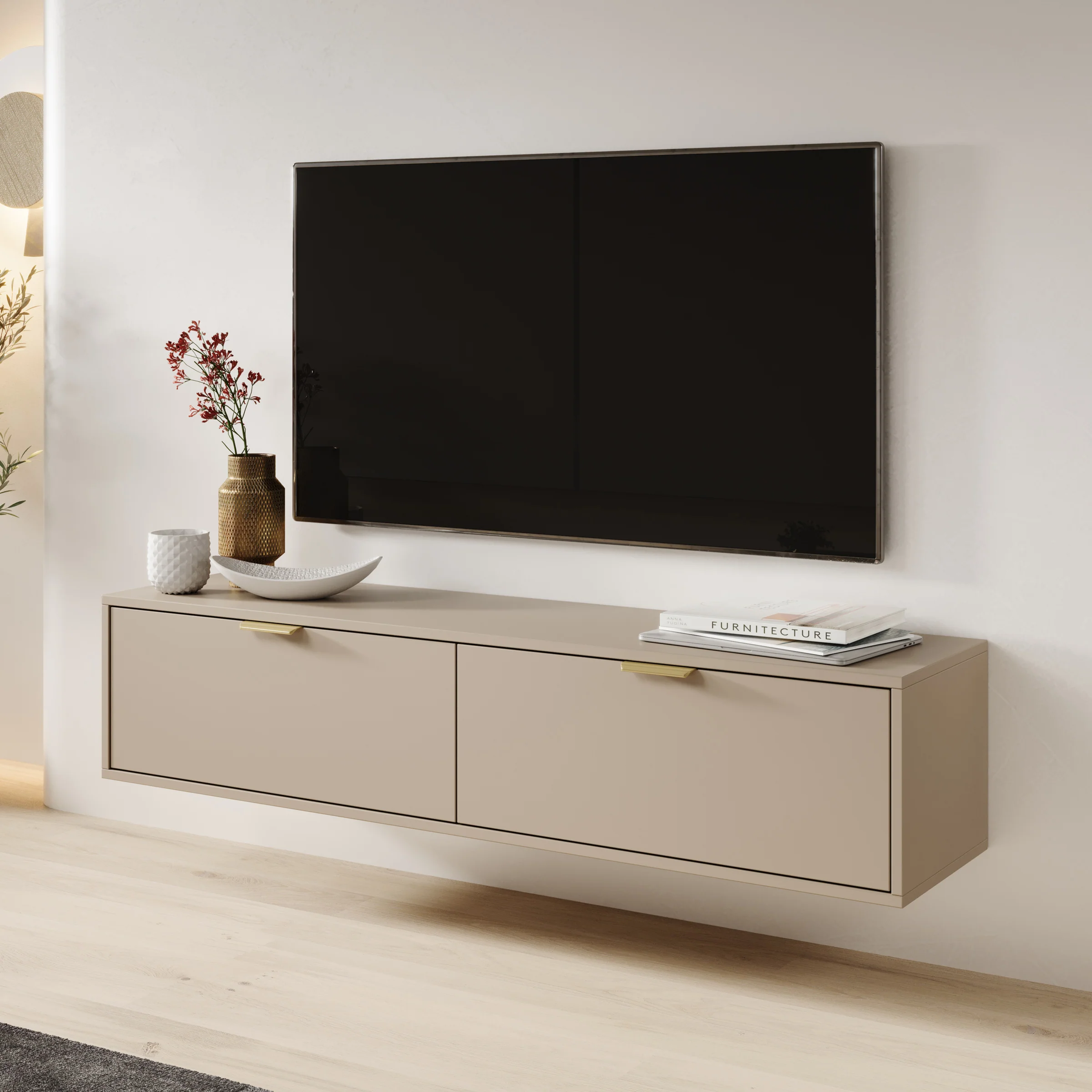 Silas - TV-Meubel - Beige - 140x33x35 cm