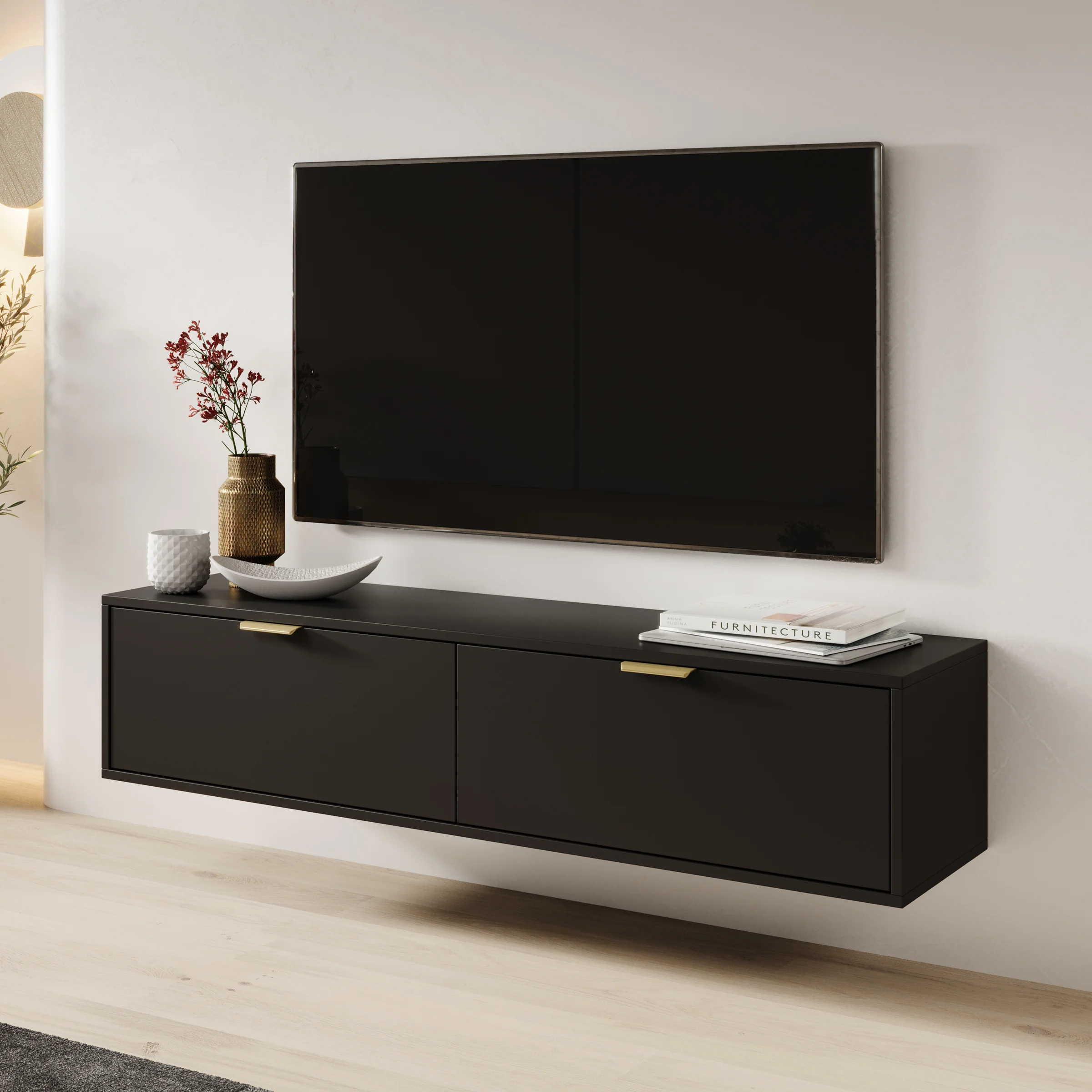 Silas - TV-Meubel - Zwart - 140x33x35 cm