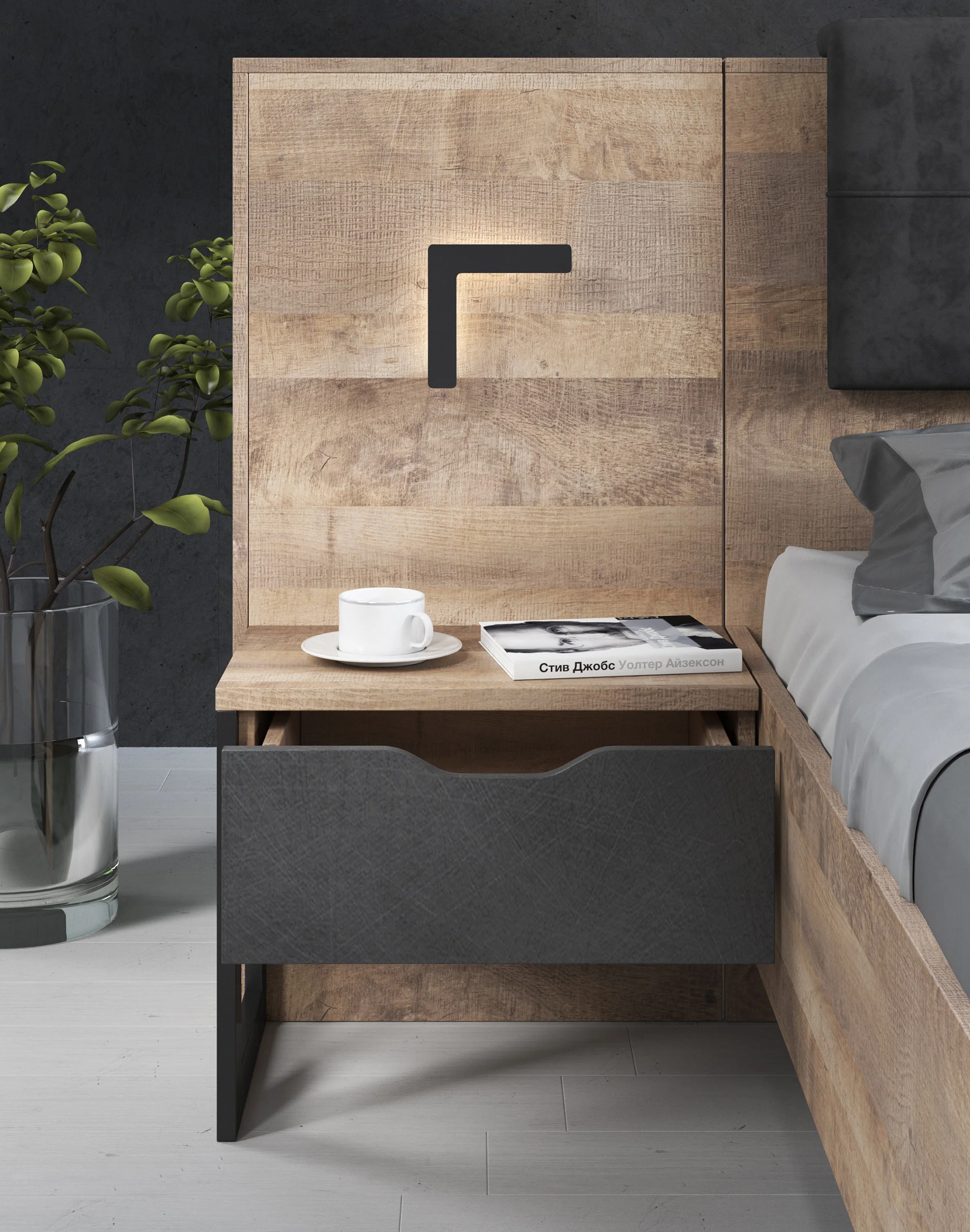 Acasia - Slaapkamer - Grijs/Eiken - 160x200 cm - Image 10