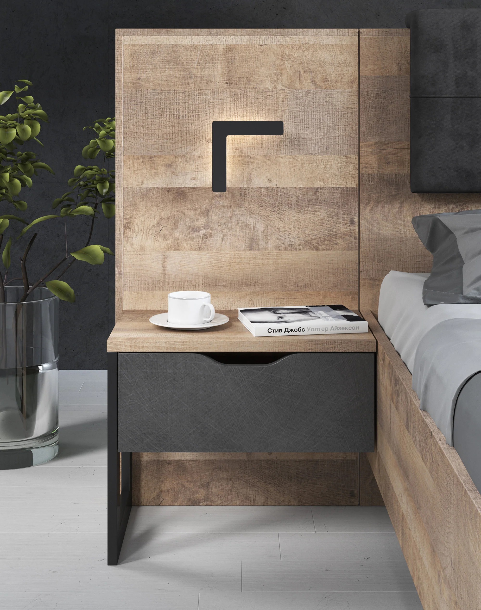Acasia - Slaapkamer - Grijs/Eiken - 160x200 cm - Image 11