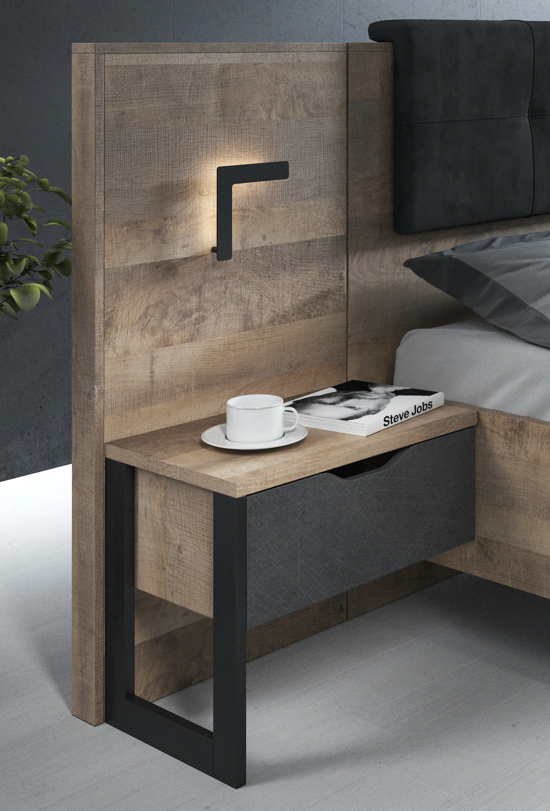 Acasia - Slaapkamer - Grijs/Eiken - 160x200 cm - Image 12