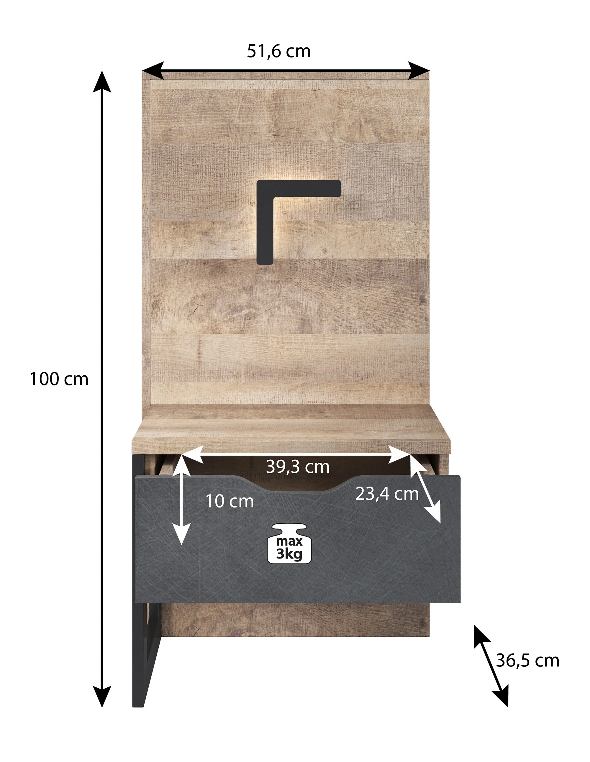 Acasia - Slaapkamer - Grijs/Eiken - 160x200 cm - Image 13